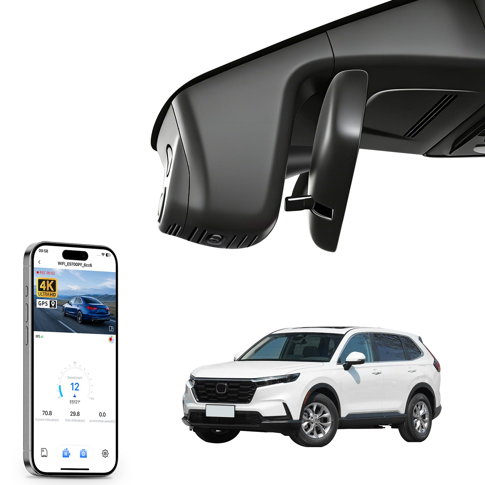 Mangoal Front 4K HDR Dash Cam STARVIS 2 for Honda Gen6 CR-V & CR-V Hybrid 2023-2026(Model B Black)
