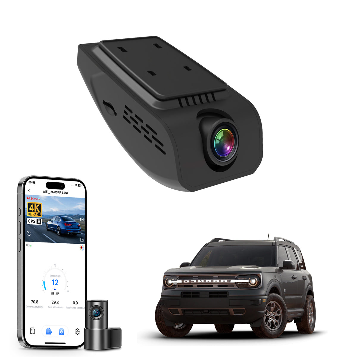 Mangoal Dash Cam for Ford Bronco Sport 2021+