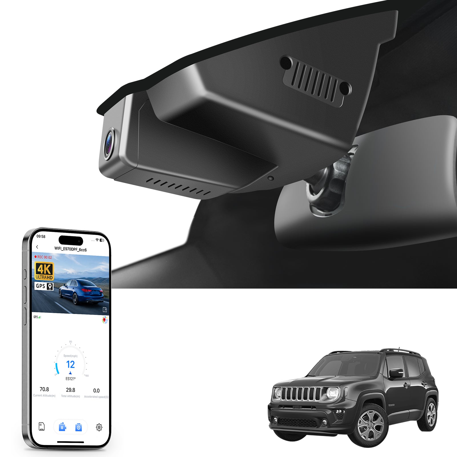 Mangoal Dash Cam for Jeep Renegade 2015-2023