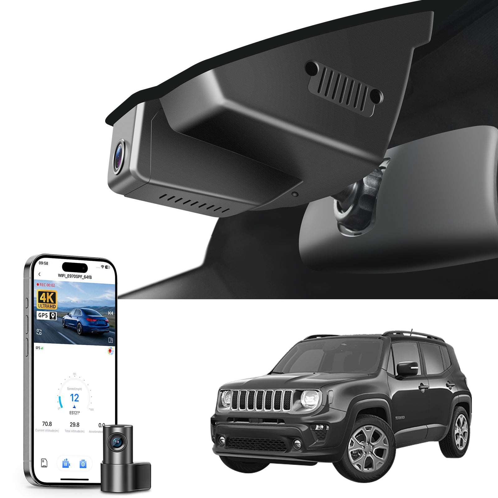 Mangoal Dash Cam for Jeep Renegade 2015-2023