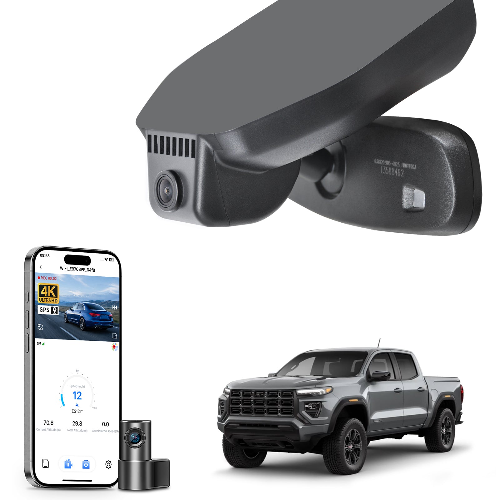 Mangoal Front 4K & Rear 2K HDR Dash Cam, Dual STARVIS 2, for GMC Canyon 2023-2026 (Model B)