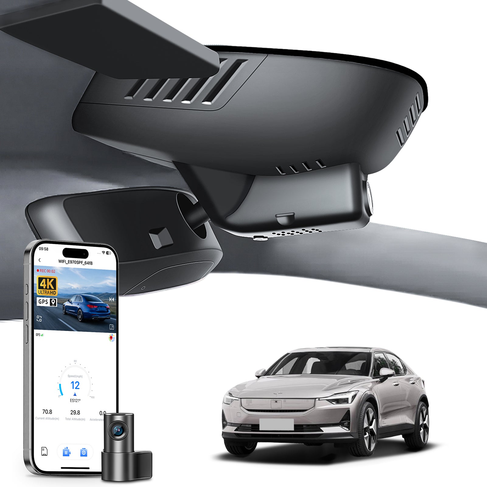 Mangoal HDR Dash Cam STARVIS 2 for Volvo Polestar 2 2021-2024