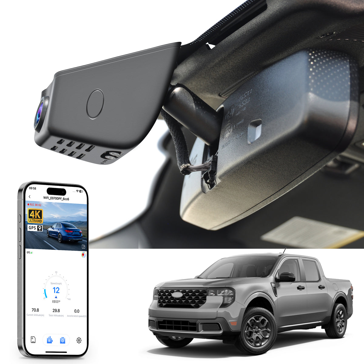 Mangoal HDR Dash Cam STARVIS 2 for Ford 1st Gen Maverick 2025 2026(Model B)