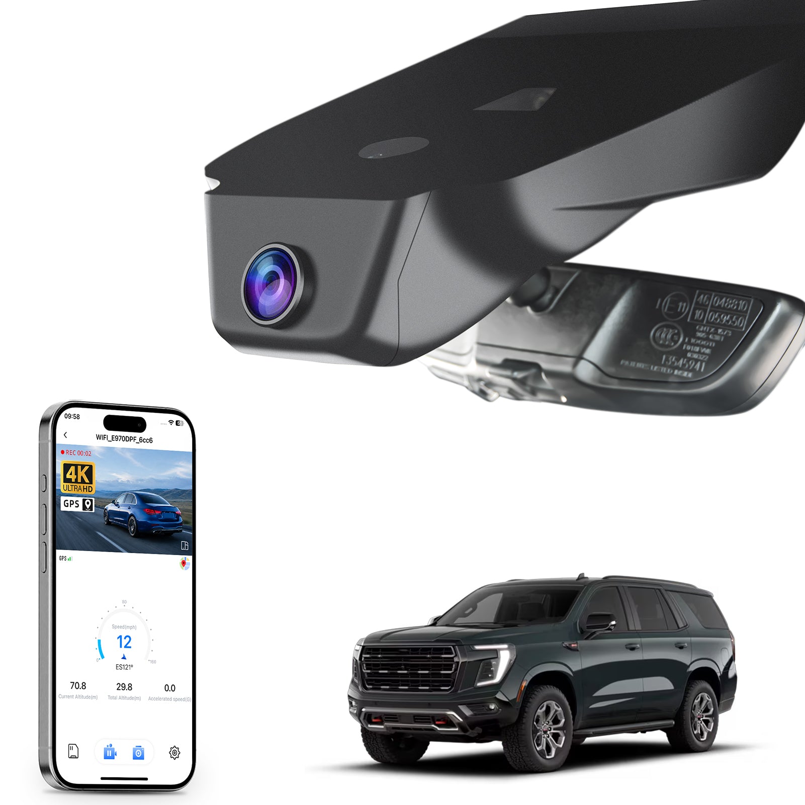 Mangoal Front 4K HDR Dash Cam STARVIS 2 for GMC Yukon, Yukon XL 2023-2026 (Model A)