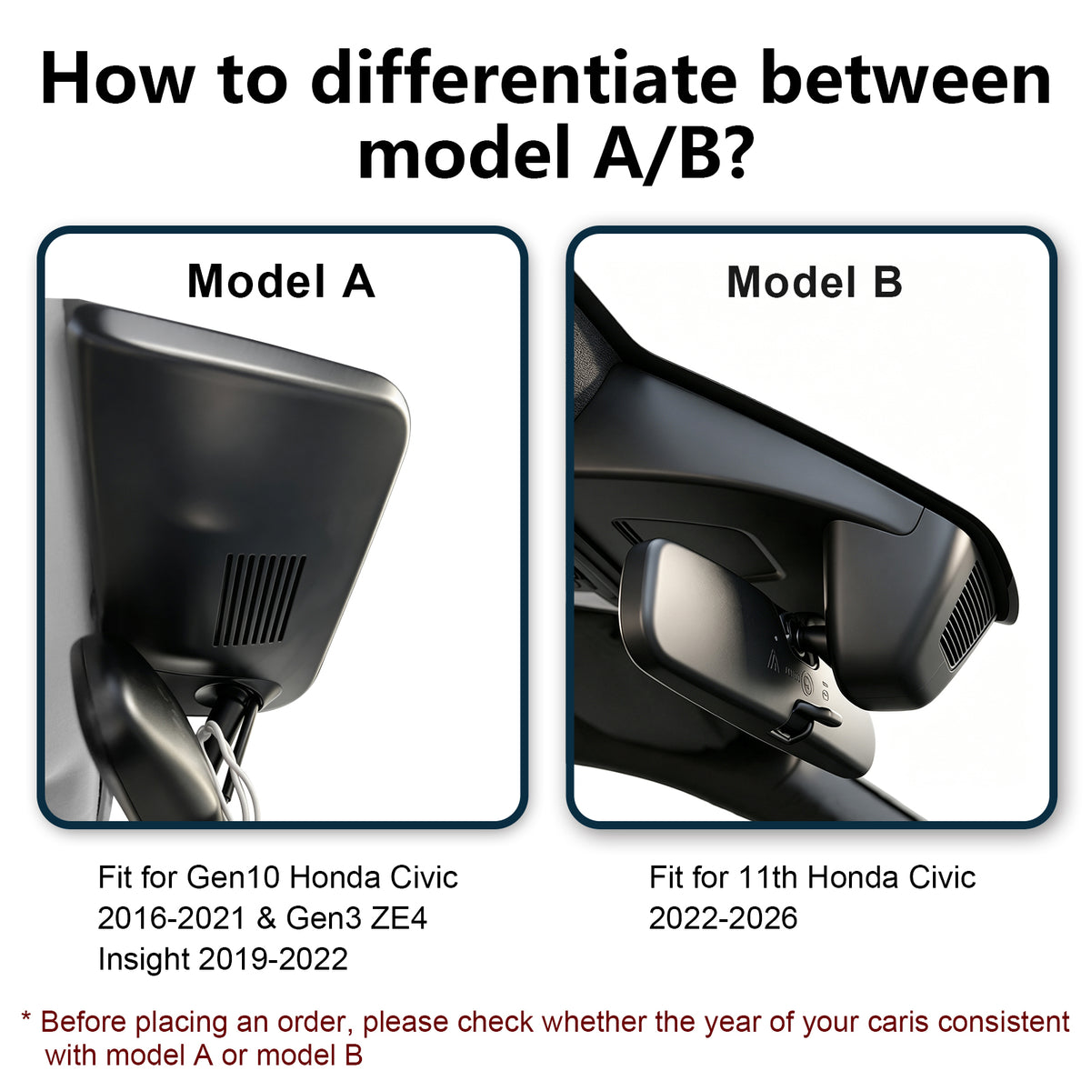 MANGOAL HDR Dash Cam STARVIS 2 for 11th Honda Civic 2022-2026(Model B)
