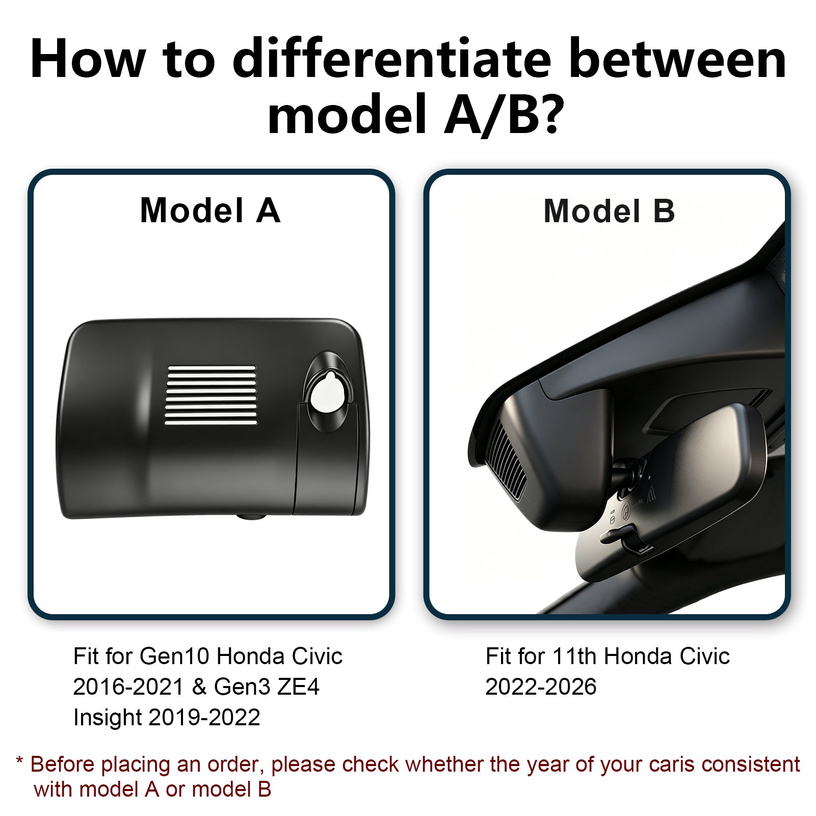 Mangoal Dash Cam for Gen10 Civic 2016-2021 & Gen3 ZE4 Insight 2019-2022(Model A)