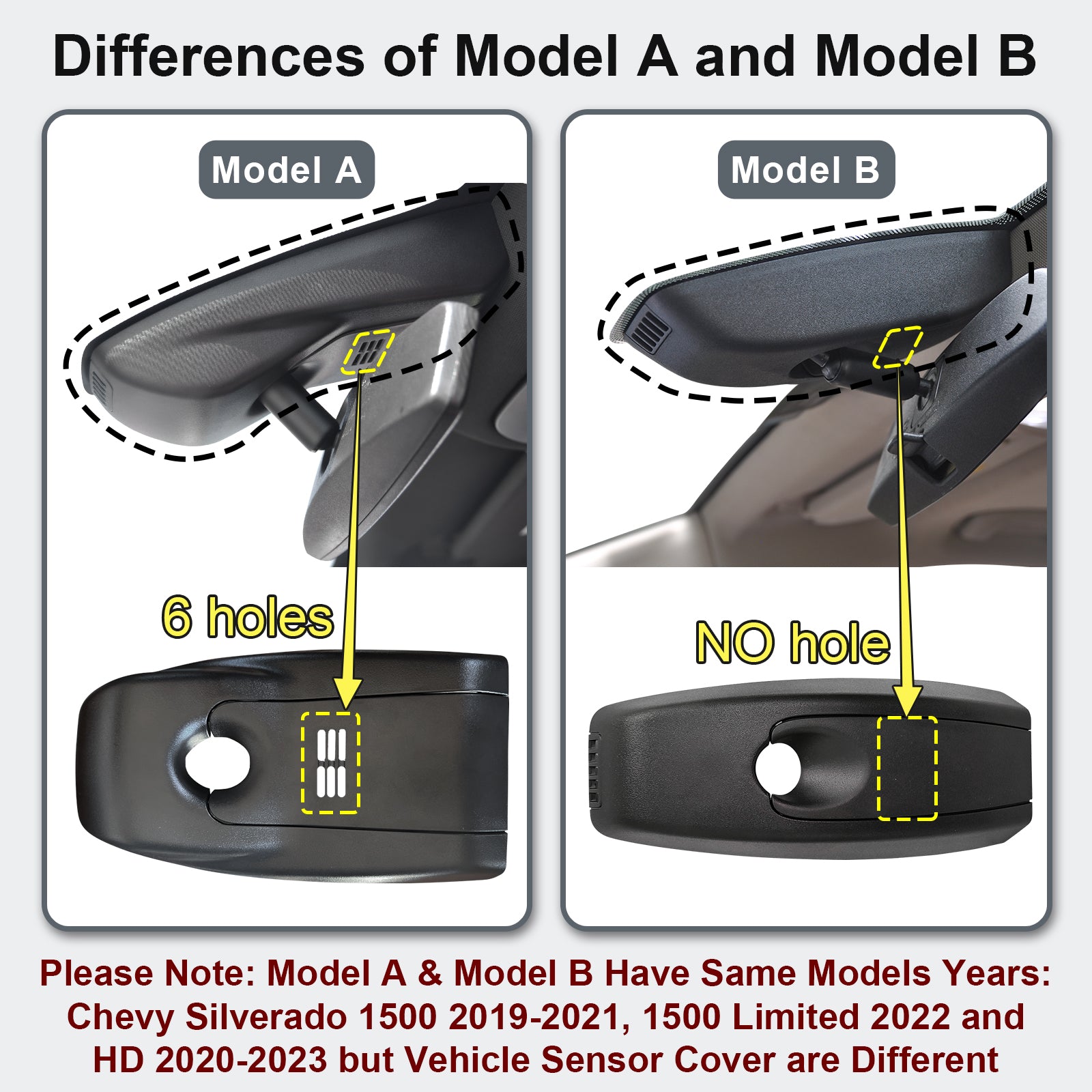 Mangoal Caméra de tableau de bord avant 4K et arrière 1080P pour Chevrolet Silverado 1500 2019-2021, 1500 Limited 2022 et HD 2020-2023 (modèle B), look OEM intégré, WT RST LTZ Custom Trail Boss High Country Accessoires