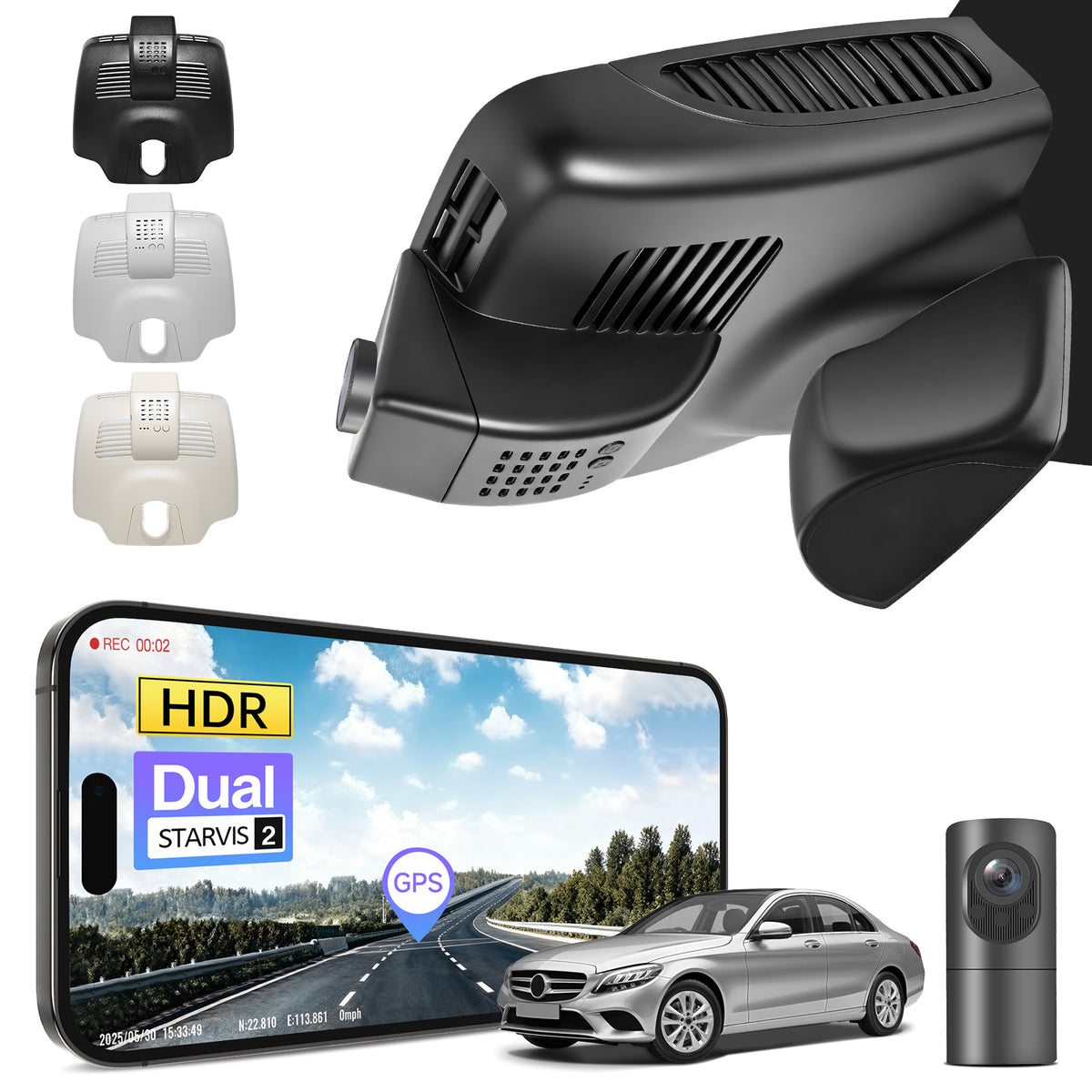 MANGOAL 4K STARVIS 2 Dash Cam (GPS Included) for Mercedes-Benz C-Class Gen4 W/S/C/A 205 2015–2021(Model C)