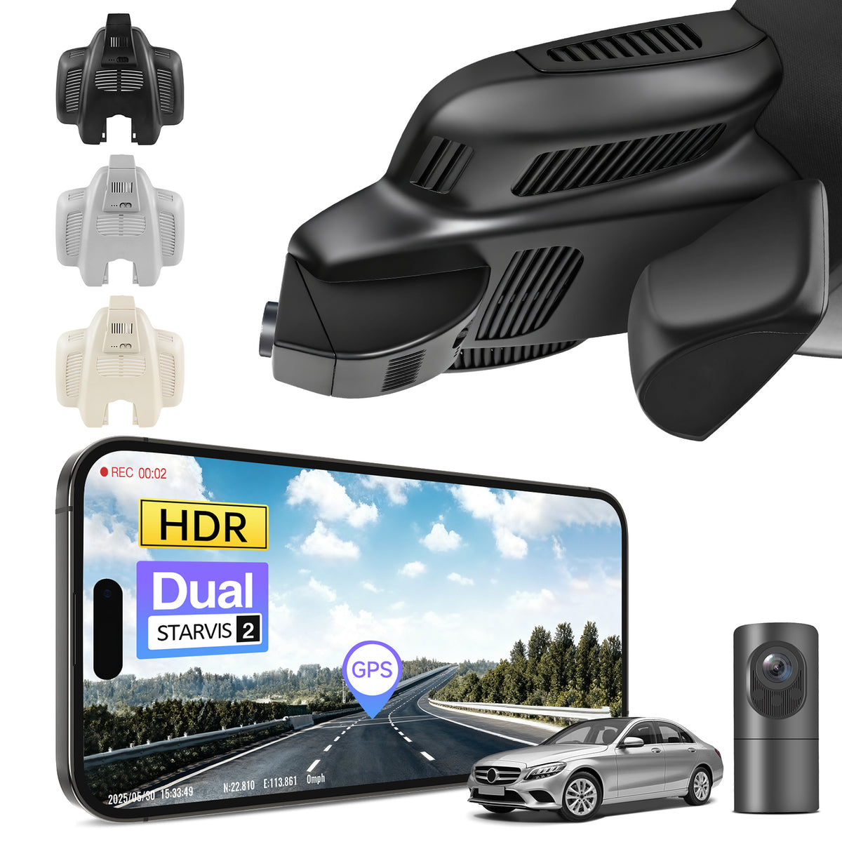 MANGOAL 4K STARVIS 2 Dash Cam (GPS Included) for Mercedes-Benz C-Class Gen4 W/S/C/A 205 2015–2021(Model E)