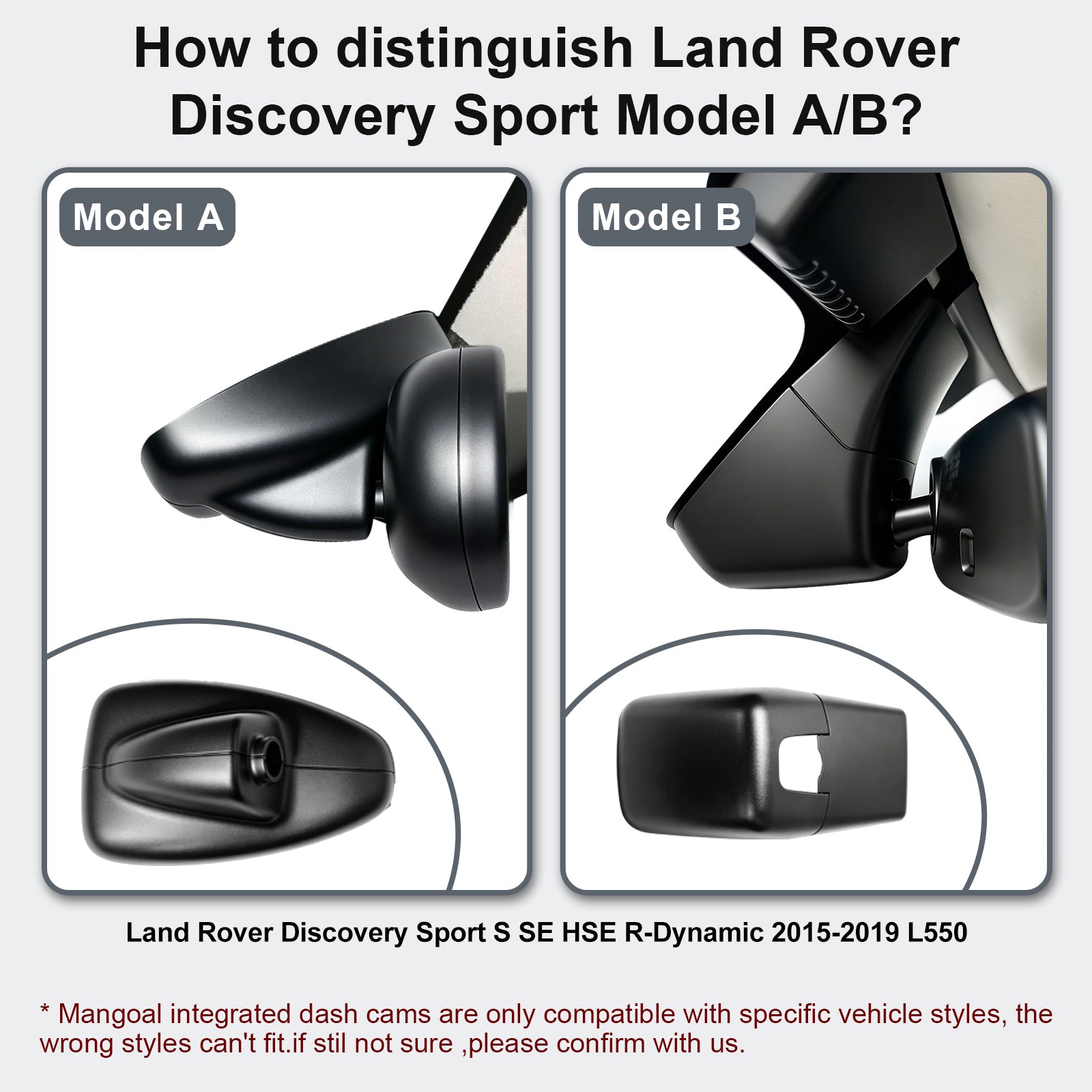 Mangoal Dash Cam for Land Rover Discovery Sport S SE HSE R-Dynamic(Model C)