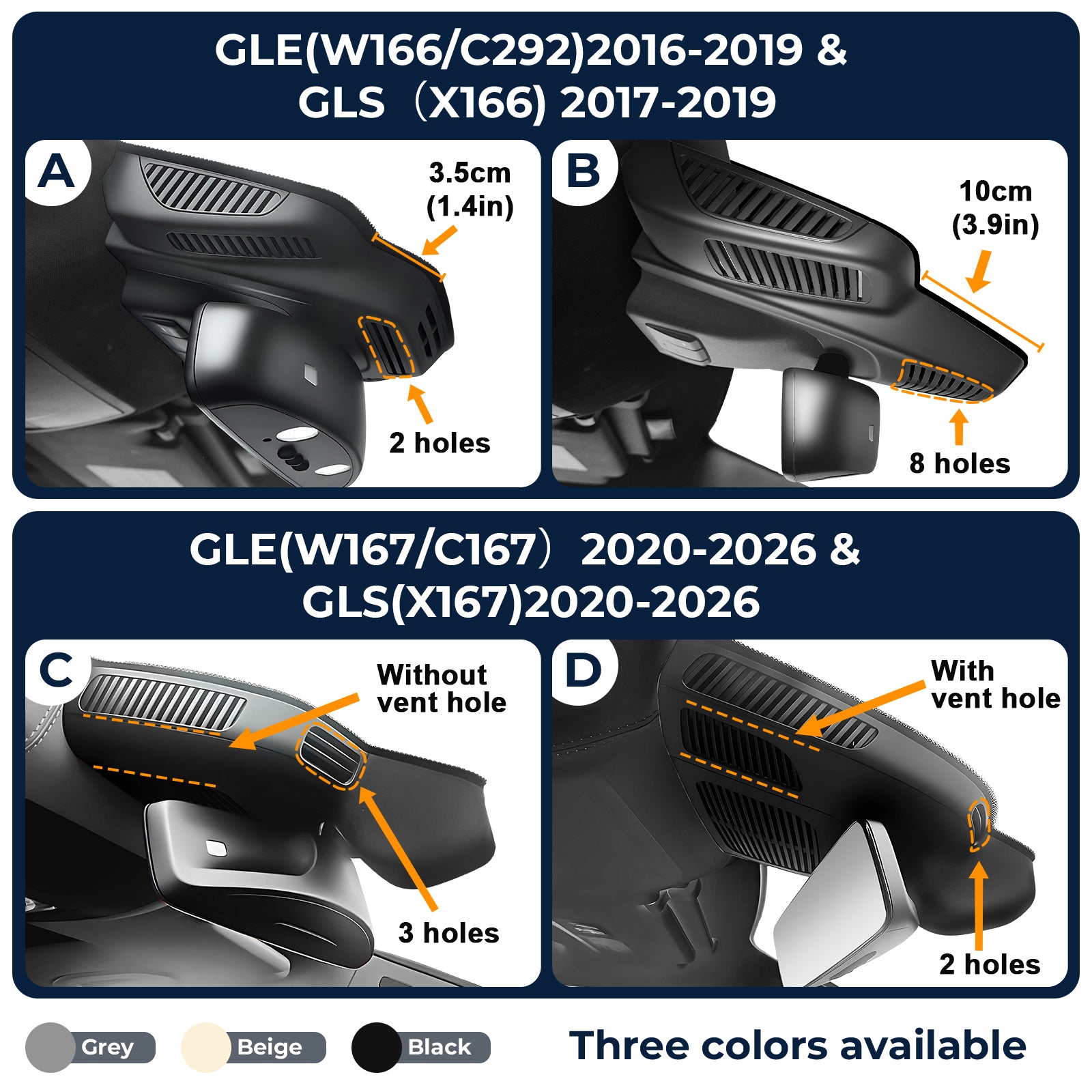 Mangoal HDR Dash Cam, Dual STARVIS 2, for Mercedes-Benz GLE(W167/C167) 2020-2026 & GLS(X167) 2020-2026(Model C)