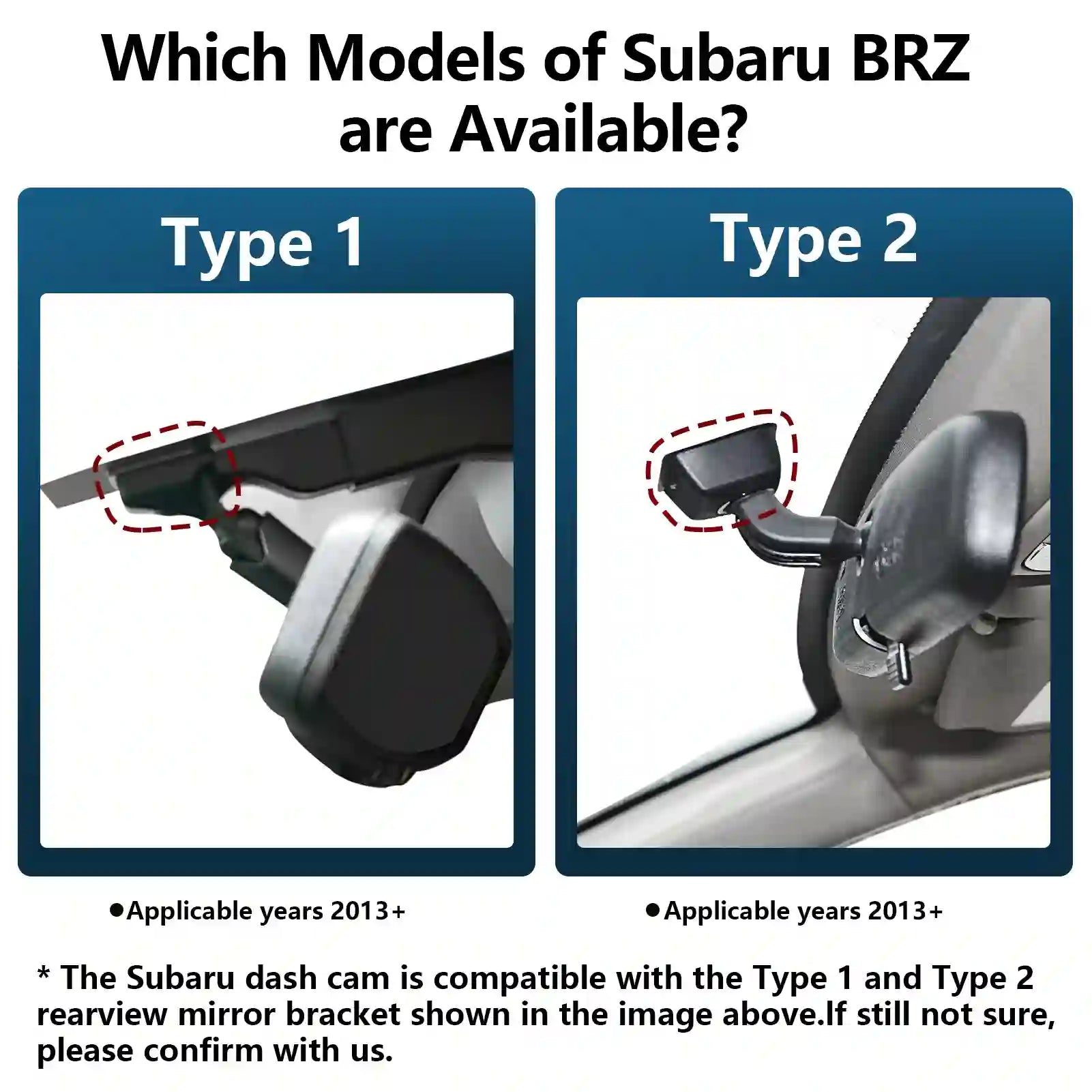 Subaru BRZ rear camera installation types 