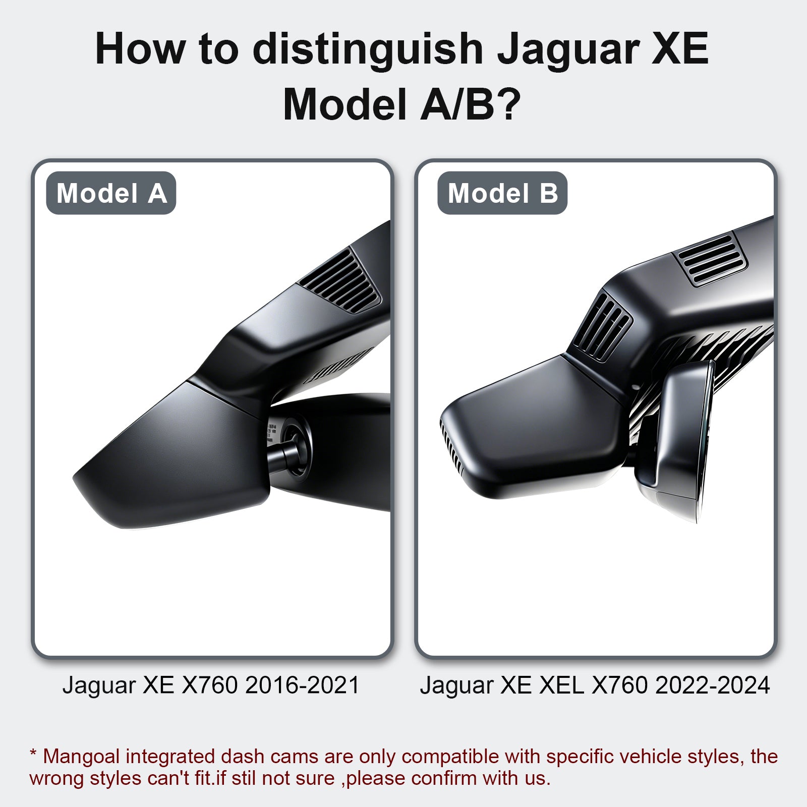 Mangoal Front 4K & Rear 2K HDR Dash Cam, Dual STARVIS 2 for Jaguar XE X760 2016-2021(Model A)