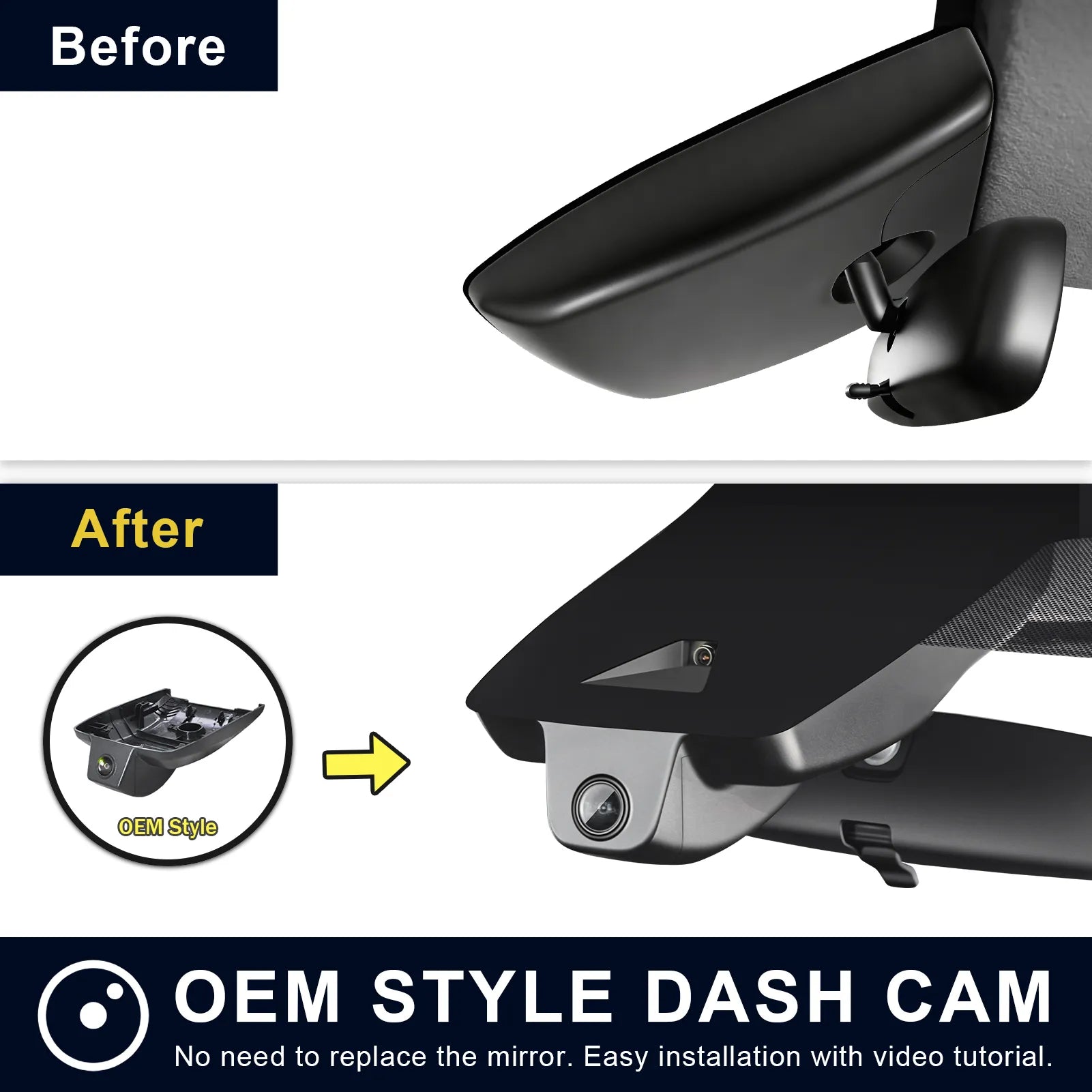 Mangoal Caméra de tableau de bord avant 4K et arrière 1080p sur mesure pour Toyota Corolla et hybride (modèle B) Gen12 E210 2020 2021 2022 et hayon 2019-2022 LE XLE XSE SE, look OEM intégré, application et WiFi, carte 128 Go