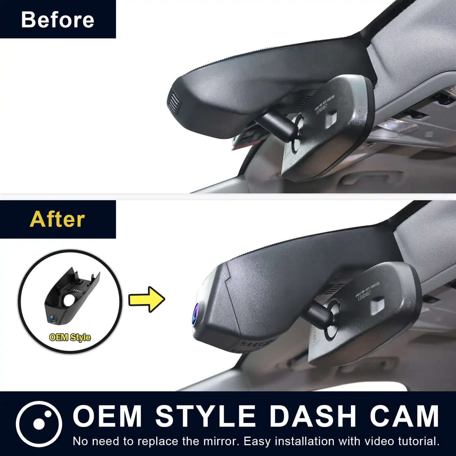 Chevy Traverse dash cam before and after installation  view