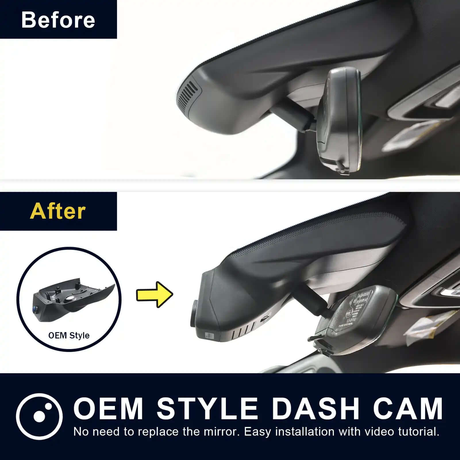 GMC 4th Gen Yukon dash cam before and after installation view