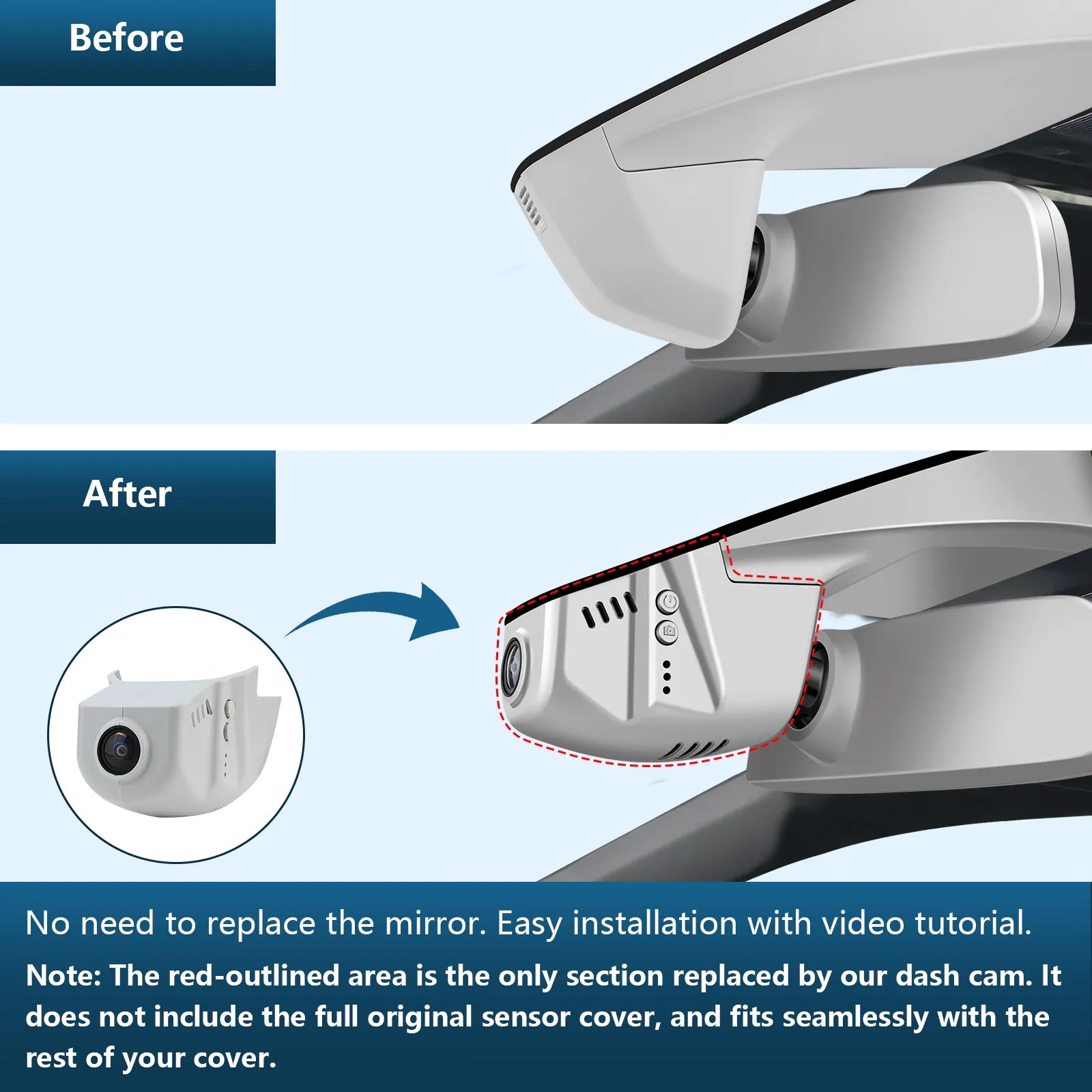 Mangoal Front 4K HDR Dash Cam STARVIS 2 for Volkswagen Passat B8 2015-2024 (Model B Gray)