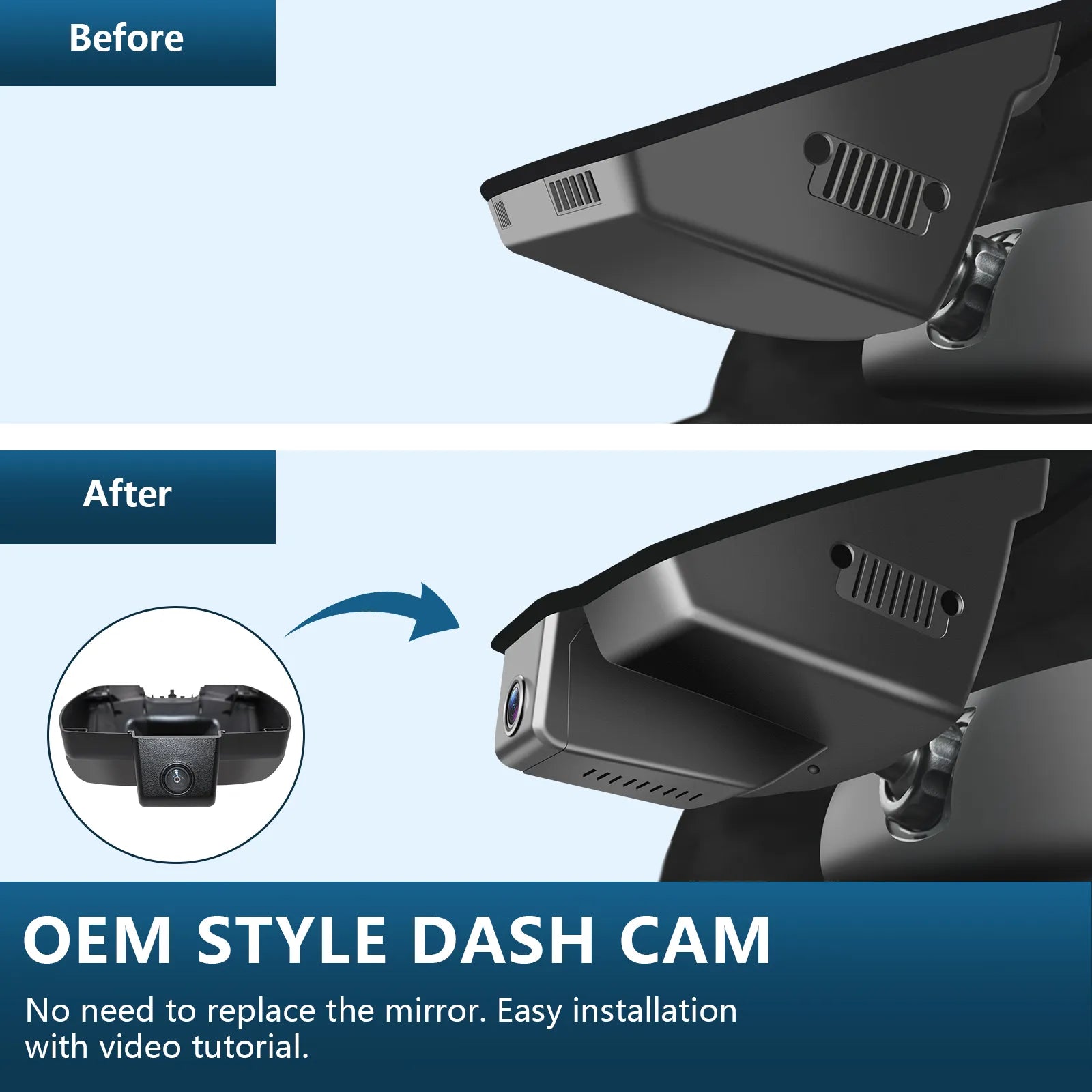 Mangoal Caméra de tableau de bord avant 4K et arrière 1080p sur mesure pour Jeep Wrangler JL, Gladiator JT 2018 2019 2020 2021 2022 2023 2024, look OEM intégré, vidéo UHD 2160P, WiFi et application, facile à installer, carte 128 Go