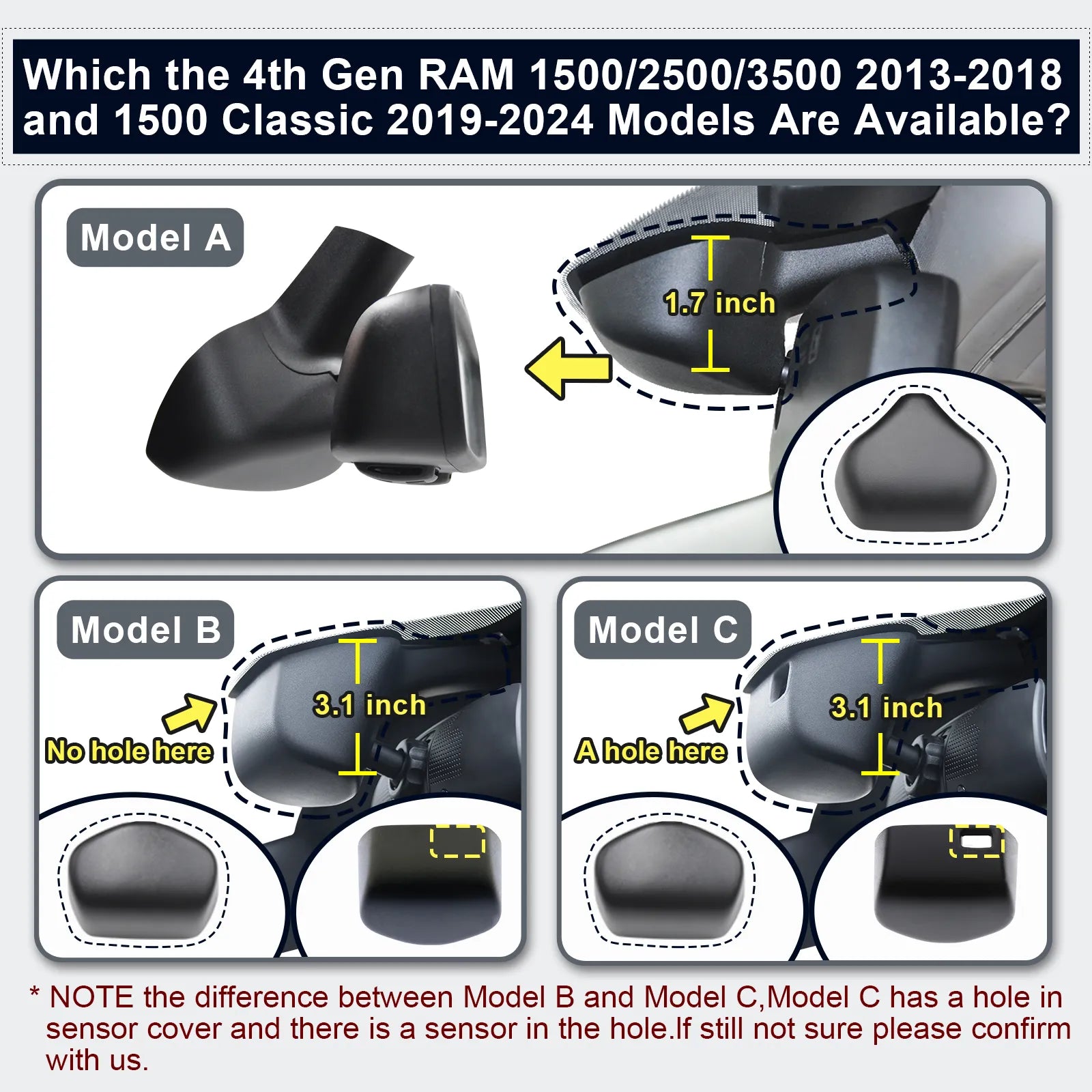 Mangoal Dash Cam for Dodge RAM 2500/3500 2019-2026 (Model F)