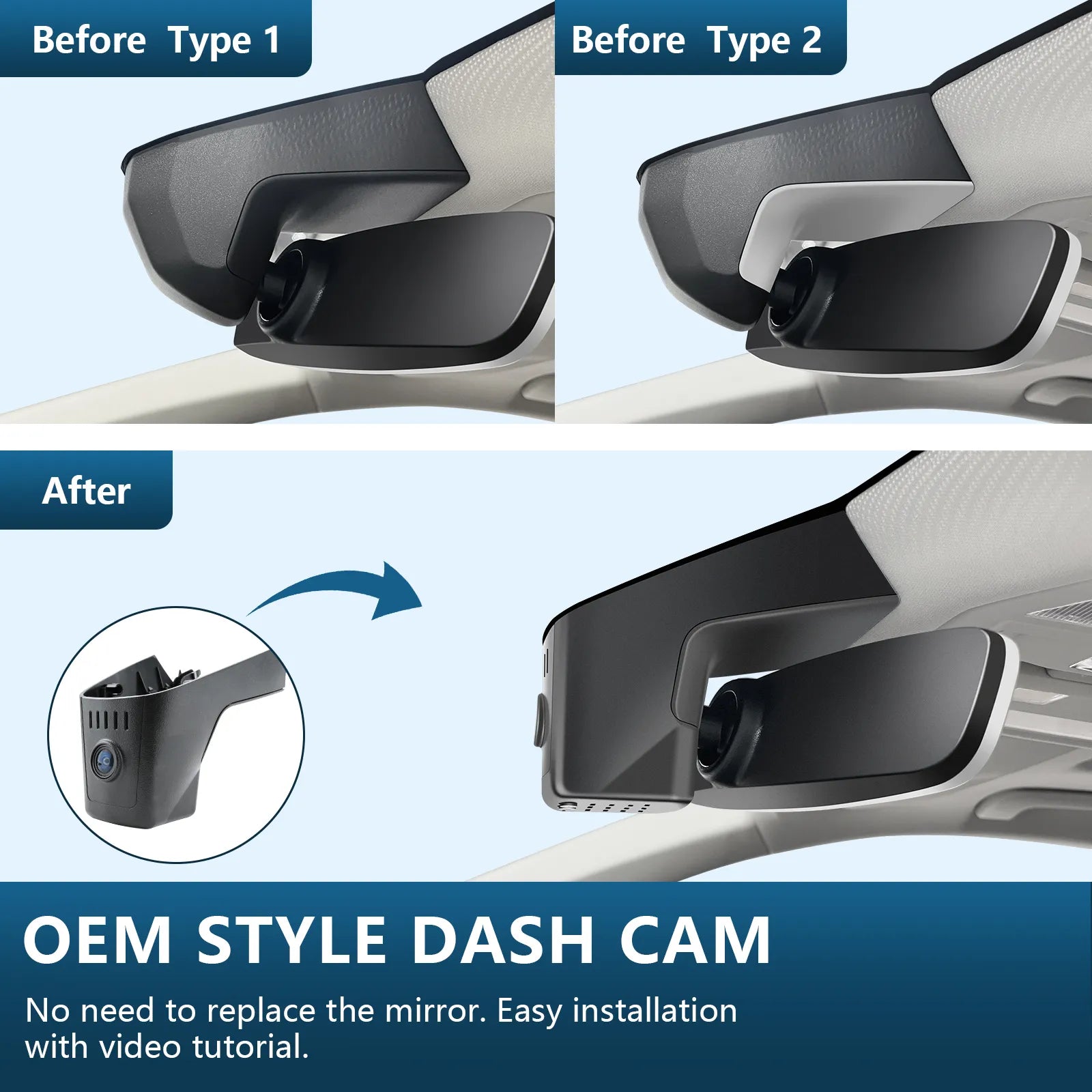 Mangoal Front 4K & Rear 2K HDR Dash Cam, Dual STARVIS 2,  for Volkswagen Touareg 2019-2025 (Model B Black)