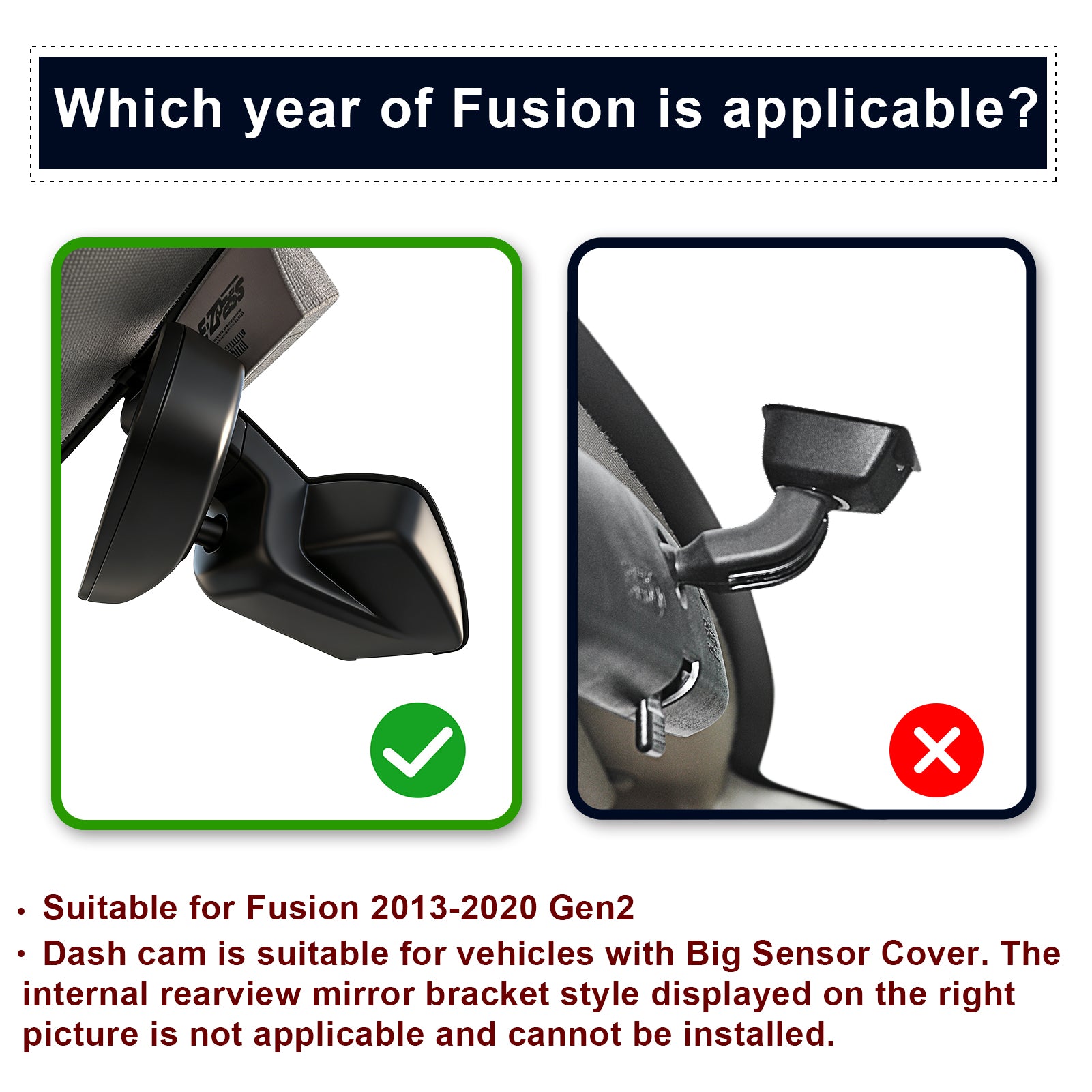 Mangoal Dash Cam for Ford Fusion 2013-2020 Gen2