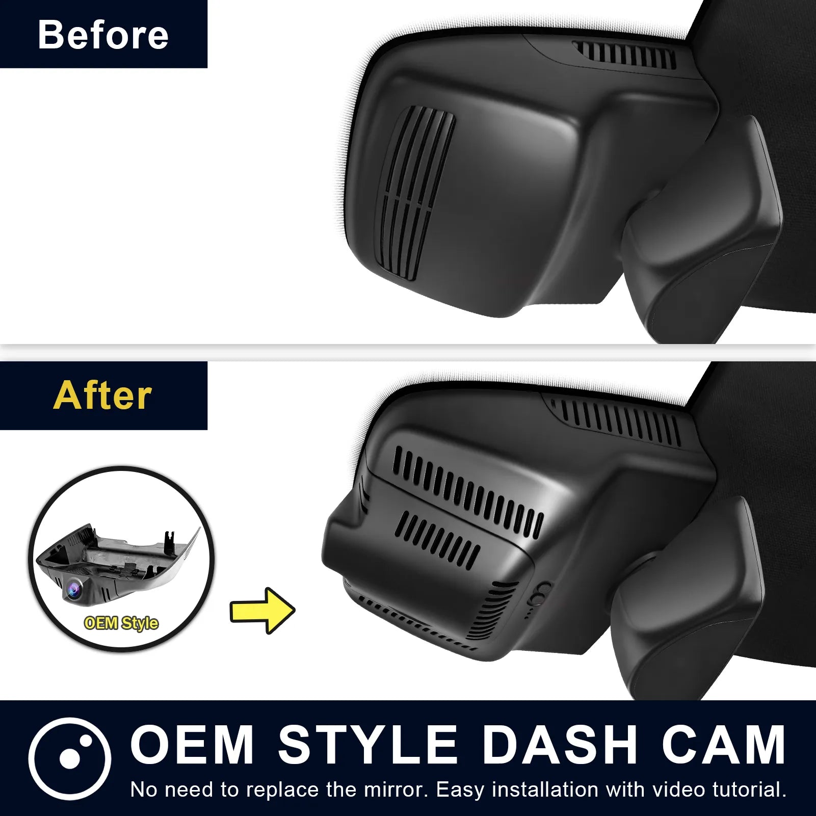 Mangoal Front 4K & Rear 2K HDR Dash Cam, Dual STARVIS 2, for Mercedes-Benz GLK X204 2010-2015(Model B Black)