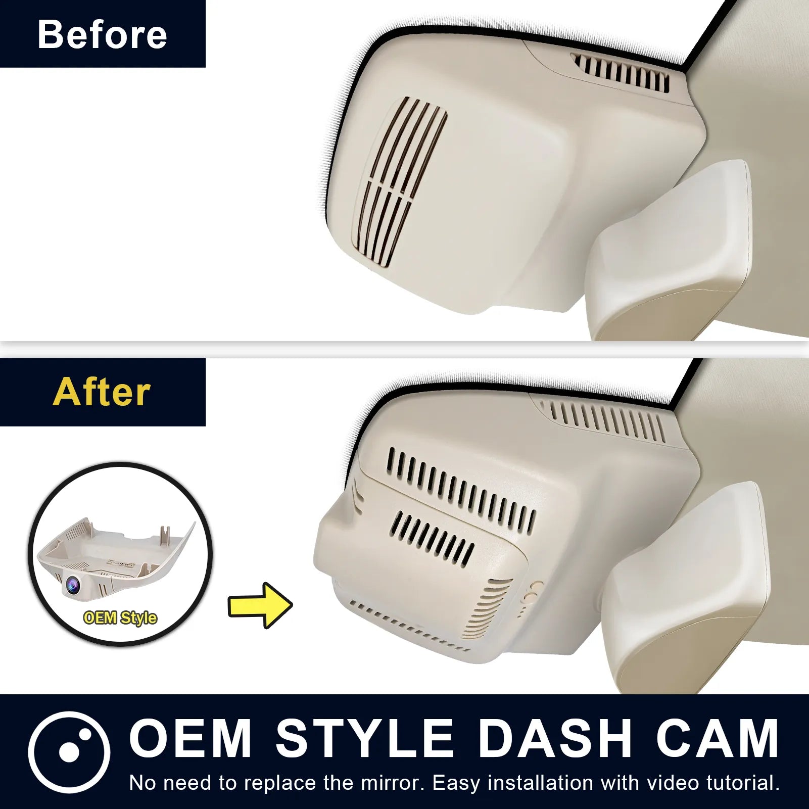 Mangoal Front 4K HDR Dash Cam STARVIS 2 for Mercedes-Benz GLK X204 2010-2015(Model B Beige)