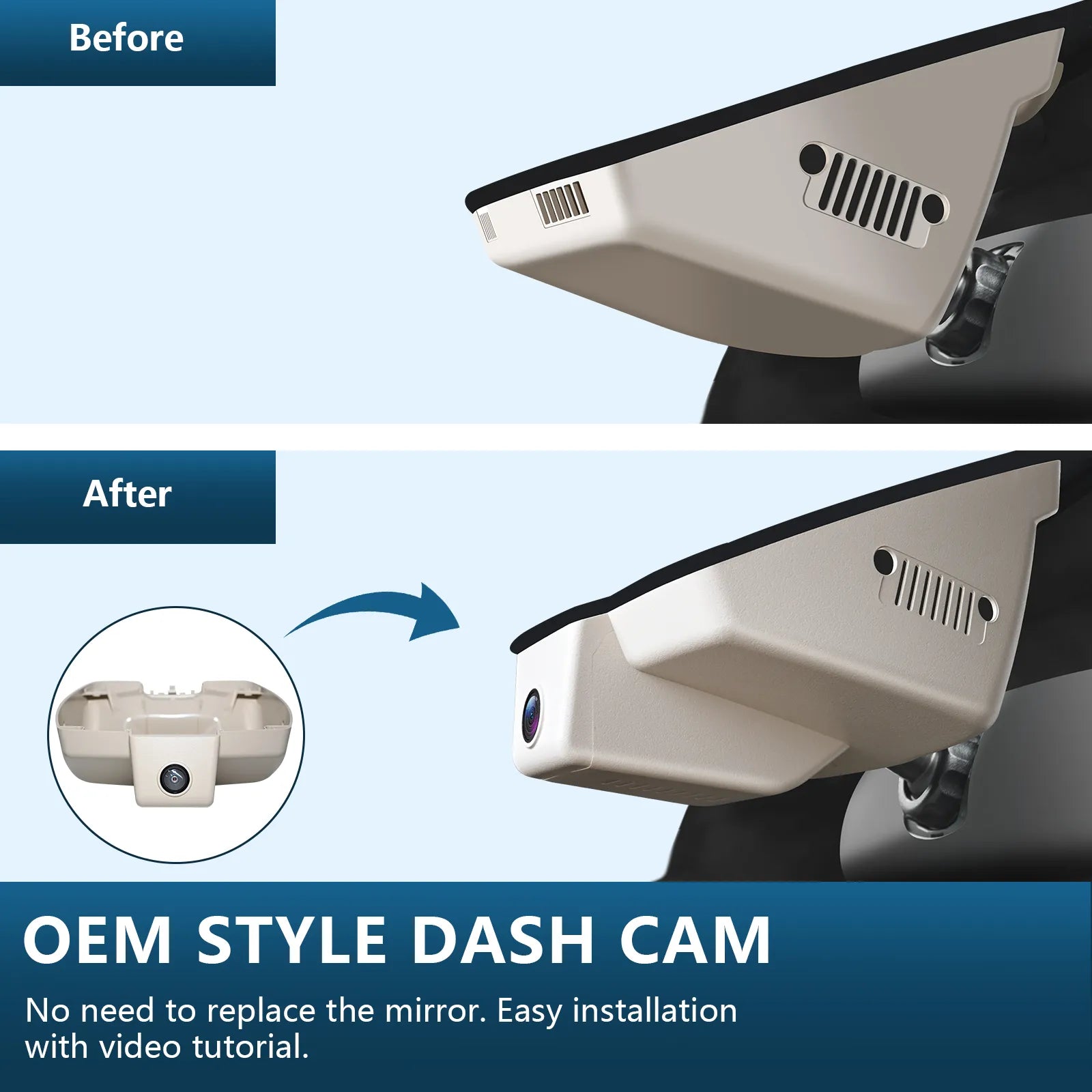 Mangoal Caméra de tableau de bord 4K sur mesure pour Jeep 5ème génération Cherokee 2014-2018 KL (modèle A), look OEM intégré, vidéo UHD 2160P, WiFi intégré, capteur G, enregistrement en boucle, facile à installer, application gratuite et carte de 128 Go