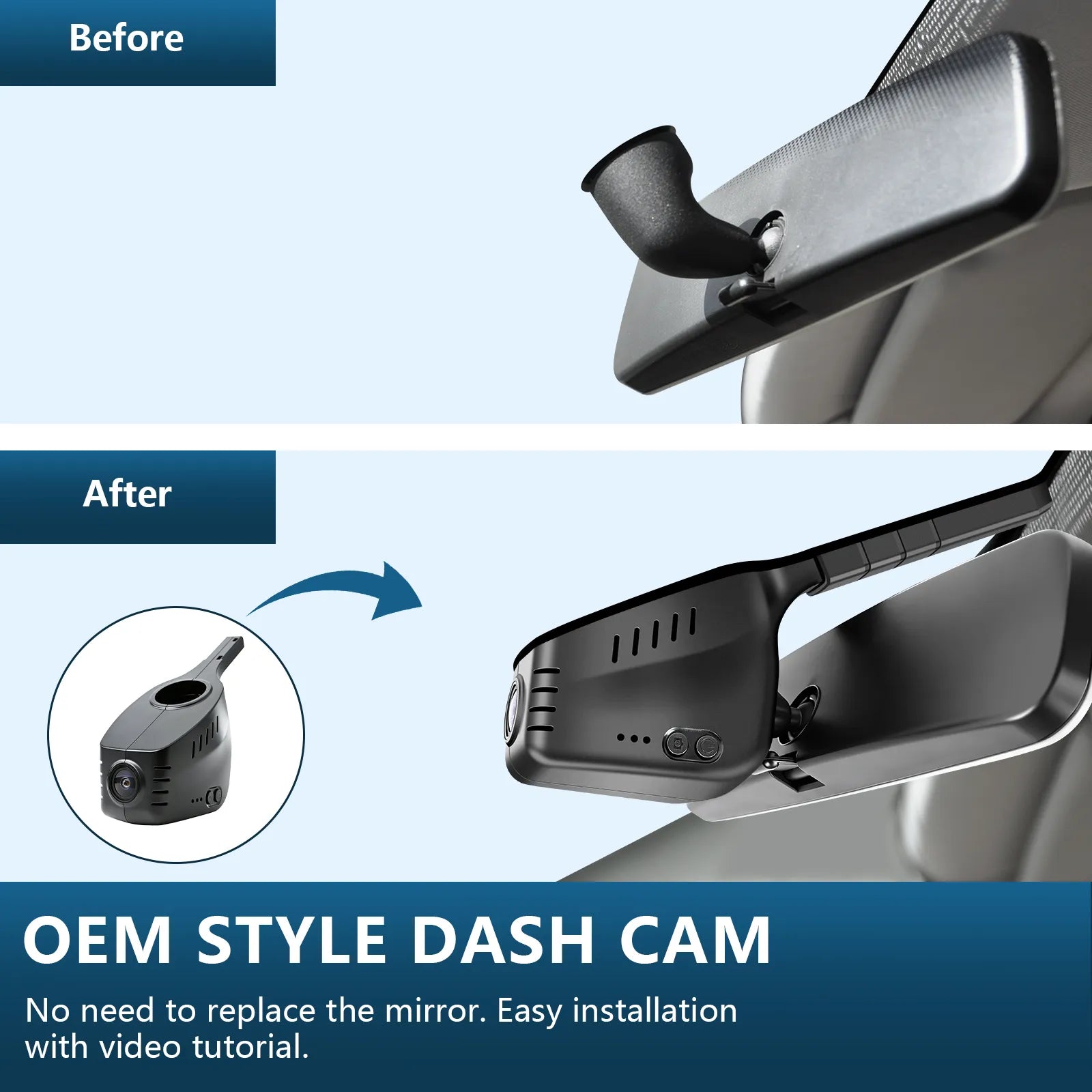 Mangoal Front 4K & Rear 2K HDR Dash Cam, Dual STARVIS 2, for Volkswagen(Model A), Rearview Mirror Base Without Sensor Cover