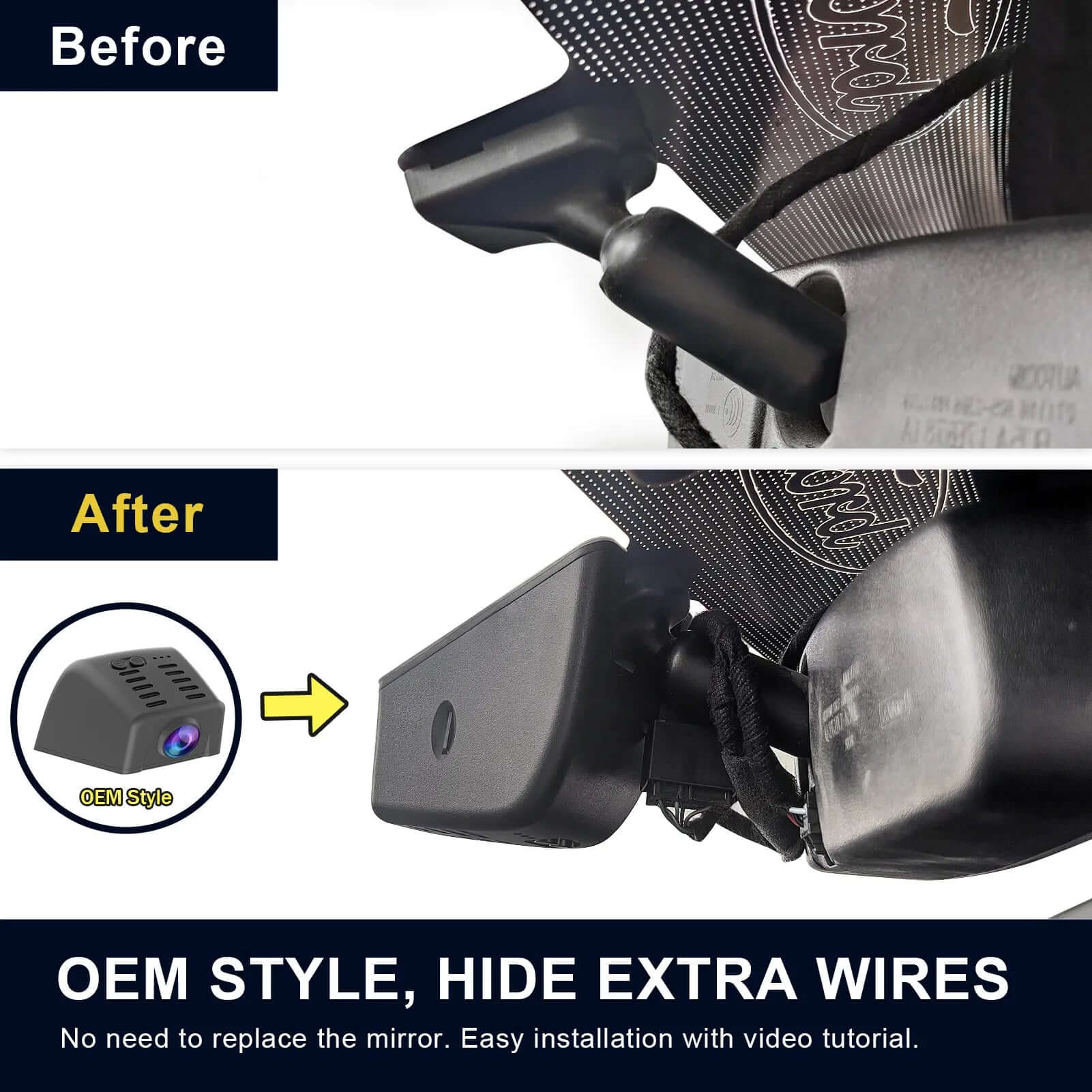 Ford Explorer dash cam before and after installatoin