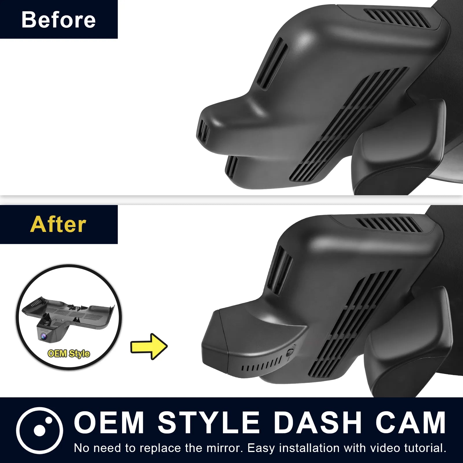 Mangoal Front 4K & Rear 2K HDR Dash Cam, Dual STARVIS 2, for Mercedes-Benz GLC Gen1 X253/C253 2016-2020(Model D Black)