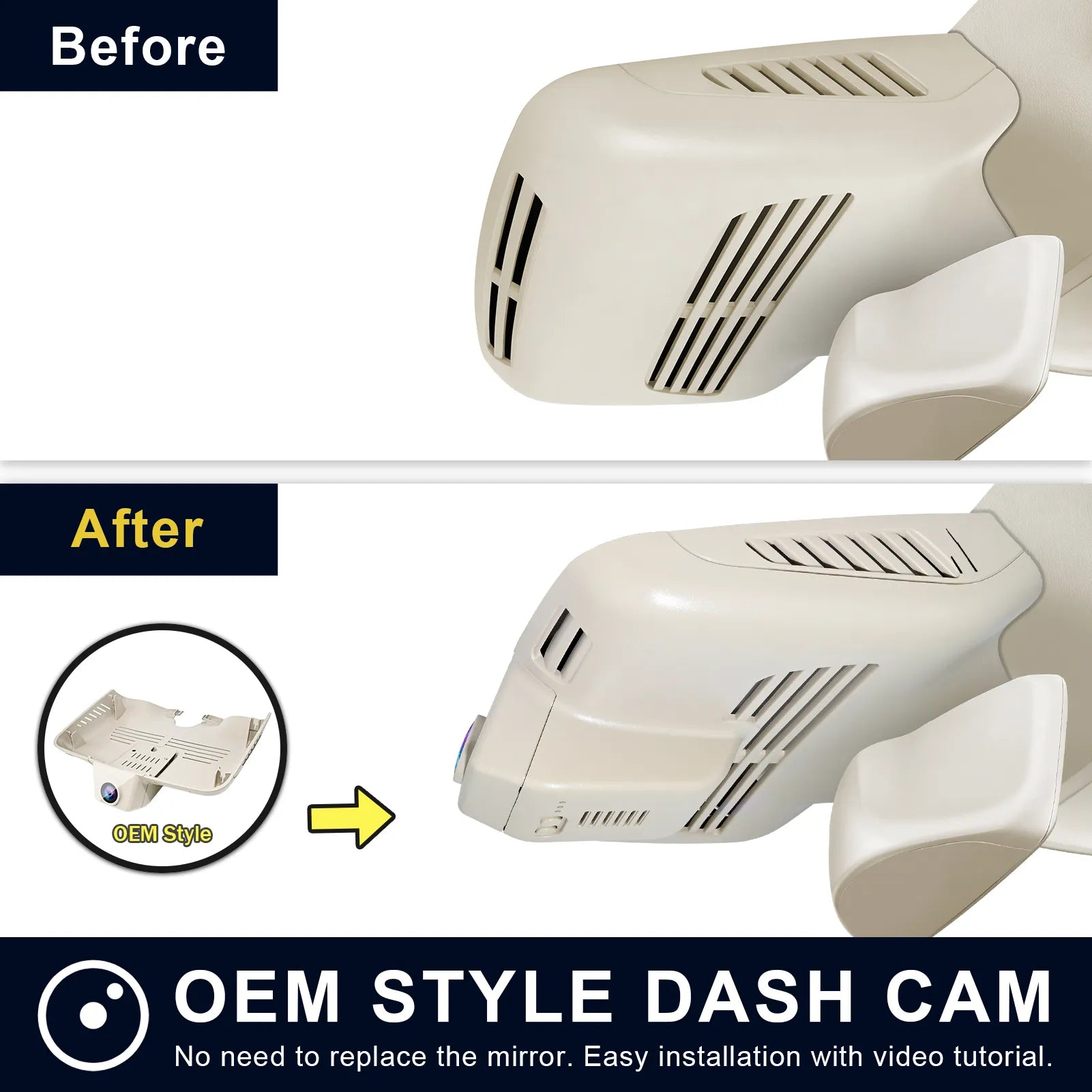 Mangoal Front 4K HDR Dash Cam STARVIS 2 for Mercedes-Benz C-Class Gen4 W/S/C/A 205 2015-2021(Model B Beige)