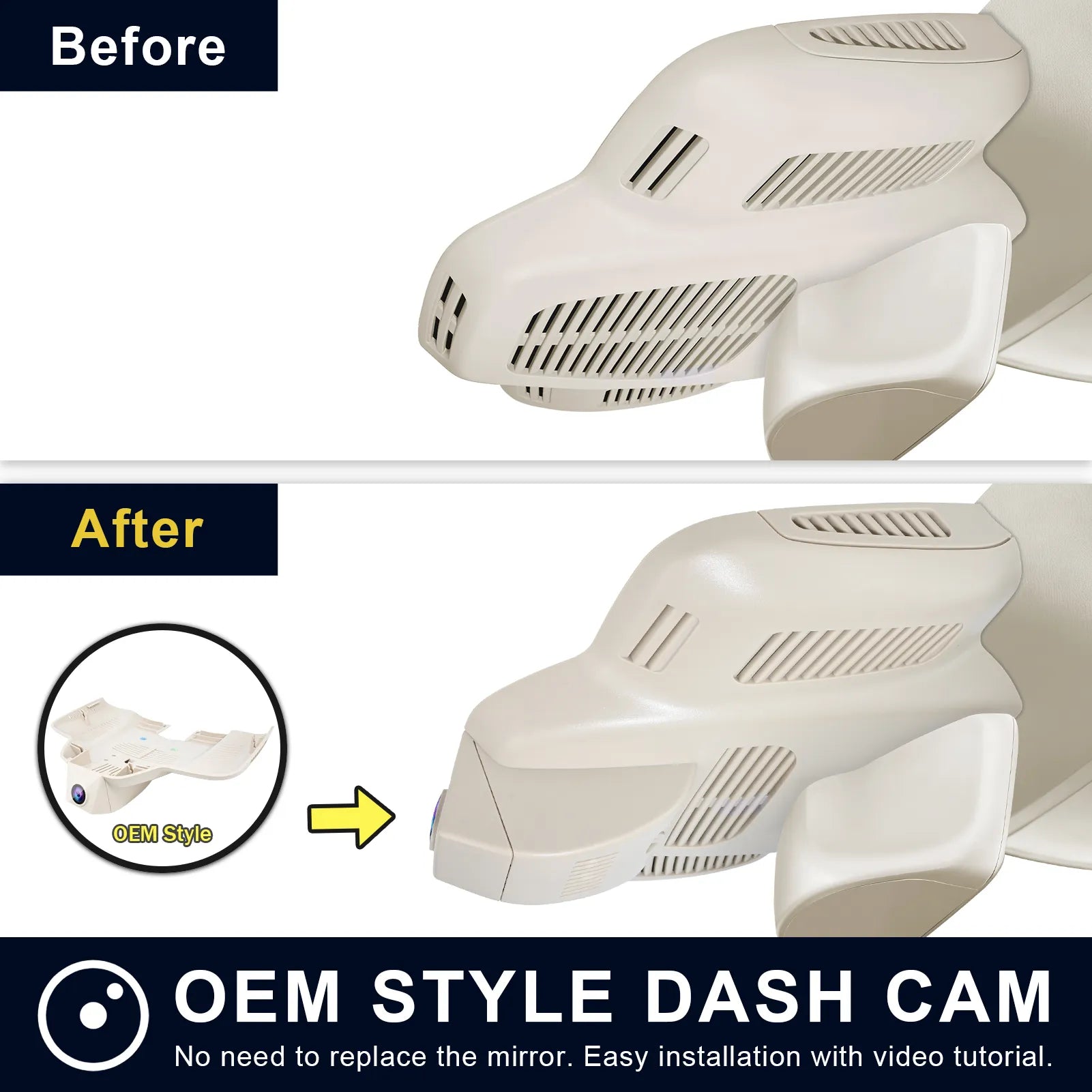 Mangoal Front 4K HDR Dash Cam STARVIS 2 for Mercedes-Benz C-Class Gen4 W/S/C/A 205 2015-2021(Model E Beige)