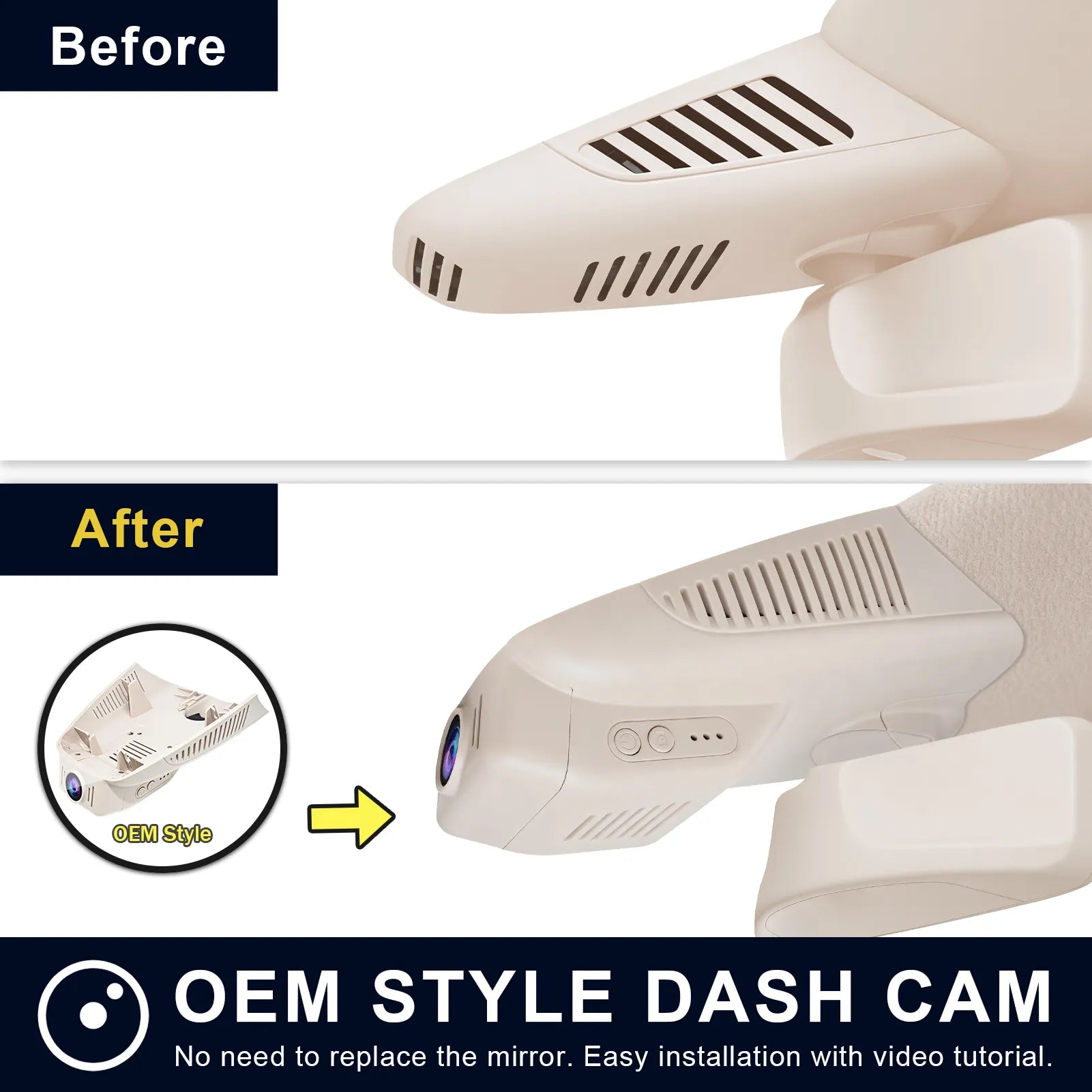 Mangoal Front 4K HDR Dash Cam STARVIS 2 for Mercedes-Benz C-Class Gen4 W/S/C/A 205 2015-2021(Model A Beige)