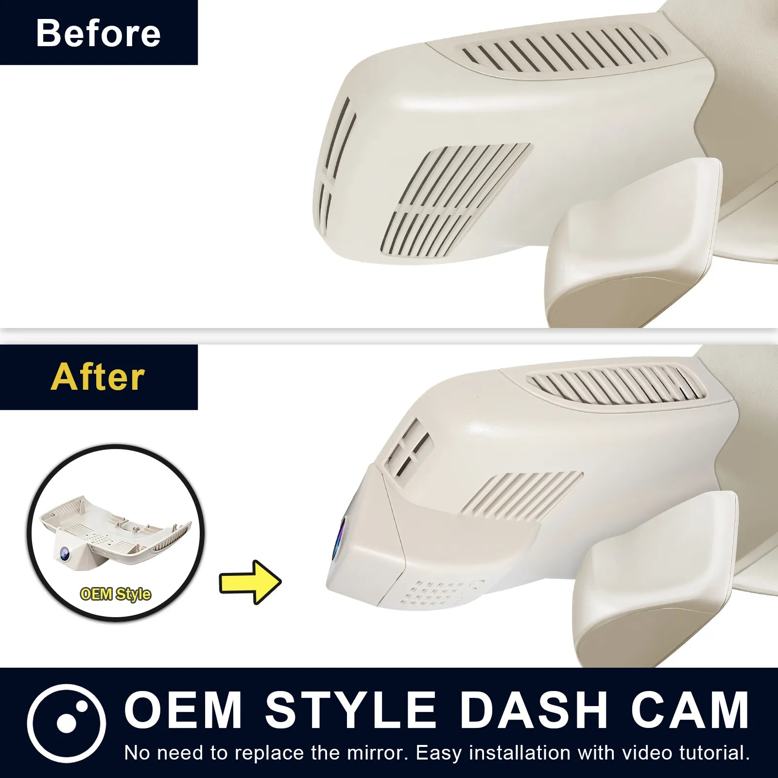 Mangoal Front 4K HDR Dash Cam STARVIS 2 for Mercedes-Benz C-Class Gen4 W/S/C/A 205 2015-2021(Model C Beige)