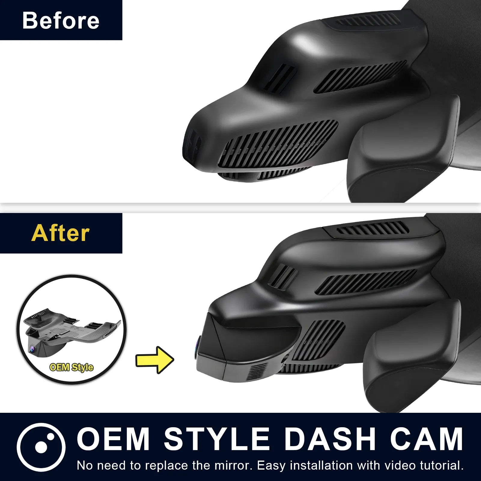 Mangoal Front 4K HDR Dash Cam STARVIS 2 for Mercedes-Benz C-Class Gen4 W/S/C/A 205 2015-2021(Model E Black)
