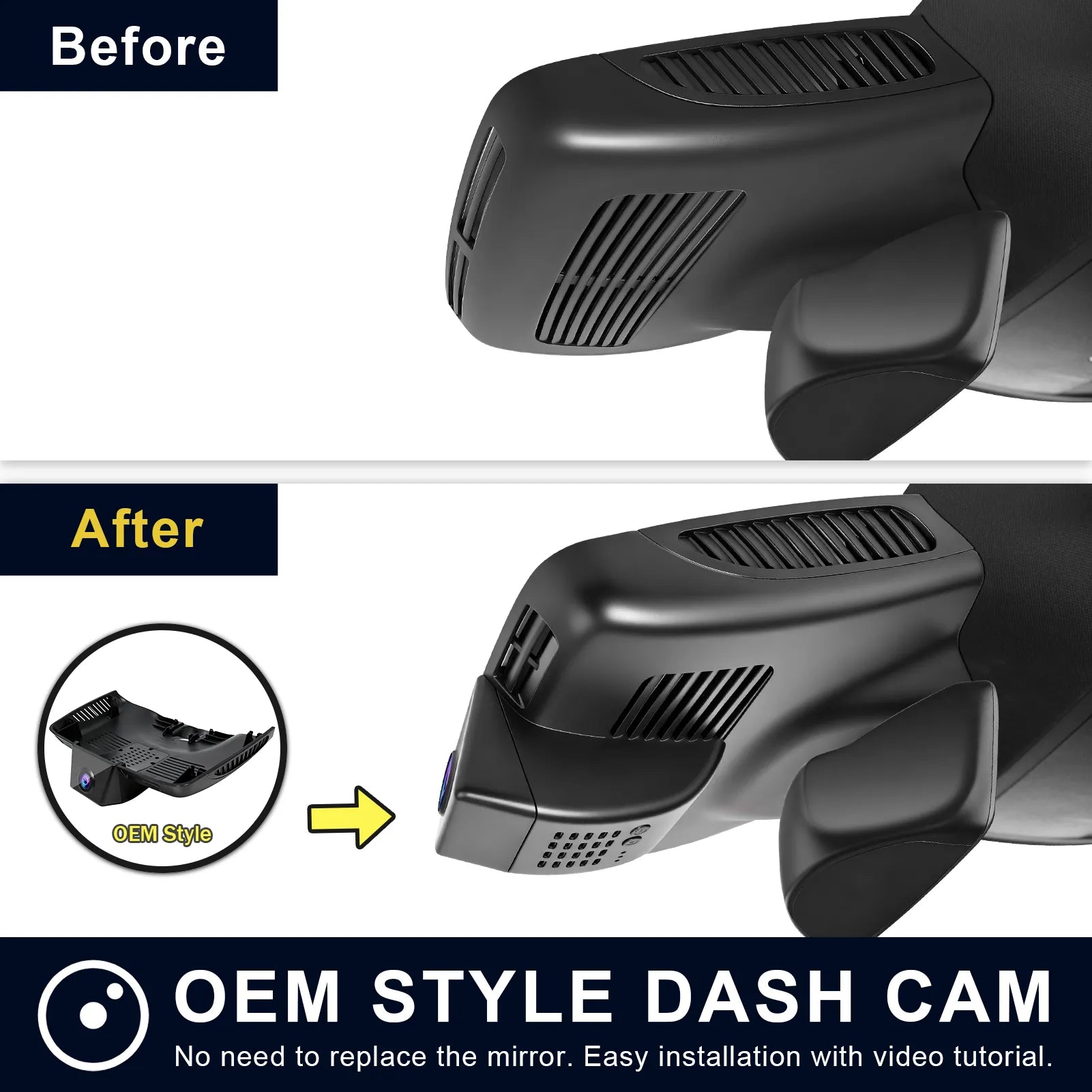 Mangoal Front 4K HDR Dash Cam STARVIS 2 for Mercedes-Benz GLC Gen1 X253/C253 2016-2020(Model C Black)