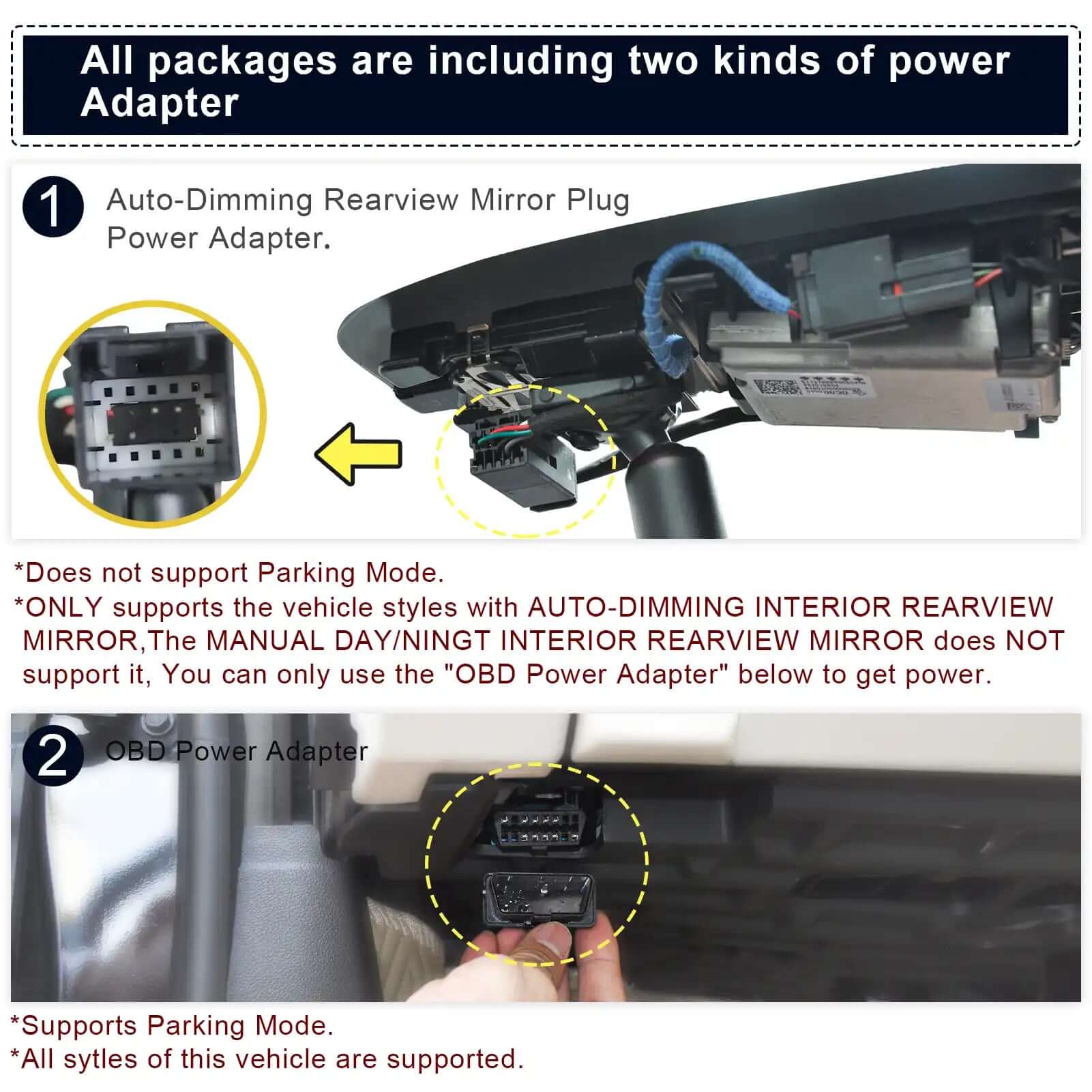 Buck Envision dash camera two power adapter