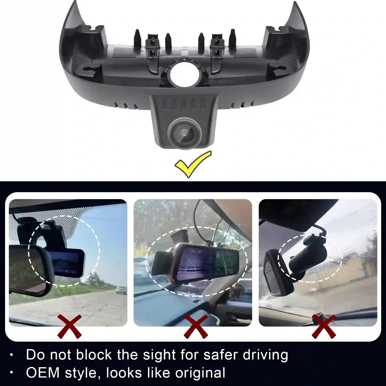 Car dashboard camera with mounting bracketless installation instructions
