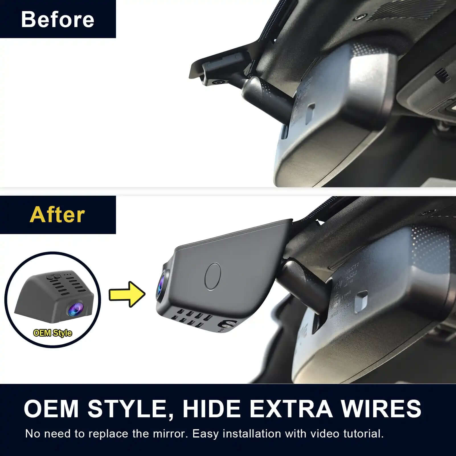 Ford Explorer dash cam before and after installation