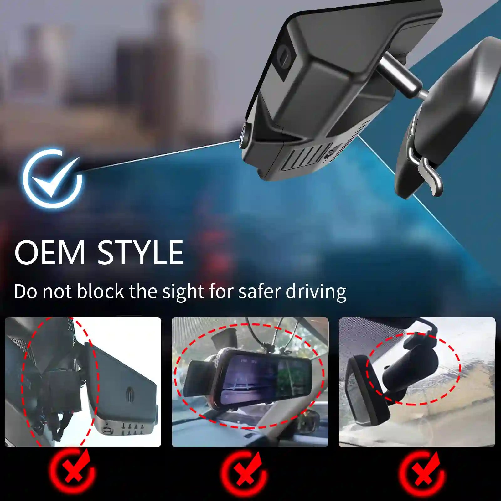 Honda Passport camera mount with text 'OEM Style' dash camera 