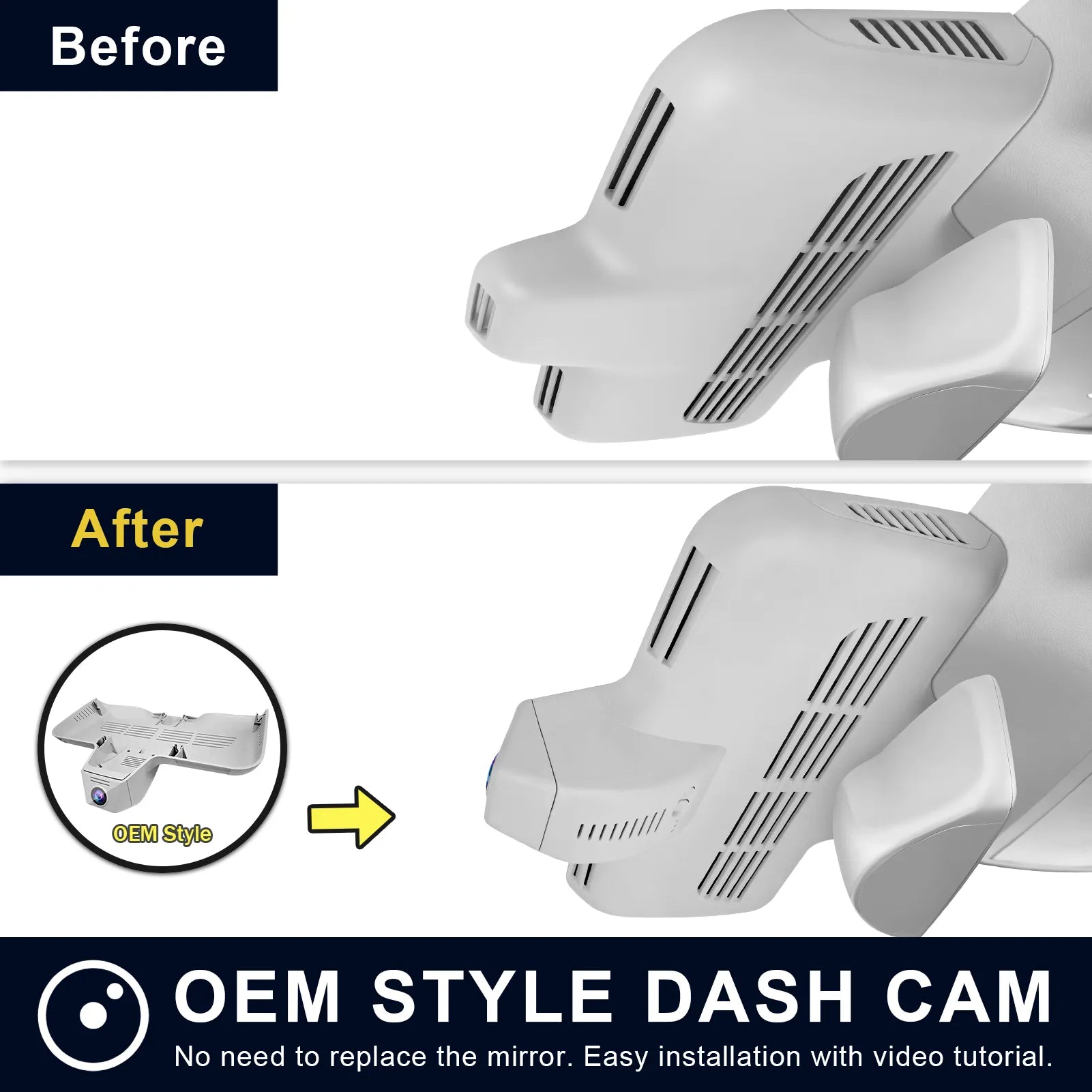 Mangoal Front 4K & Rear 2K HDR Dash Cam, Dual STARVIS 2, for Mercedes-Benz C-Class Gen4 W/S/C/A 205 2015-2021(Model D Gray)