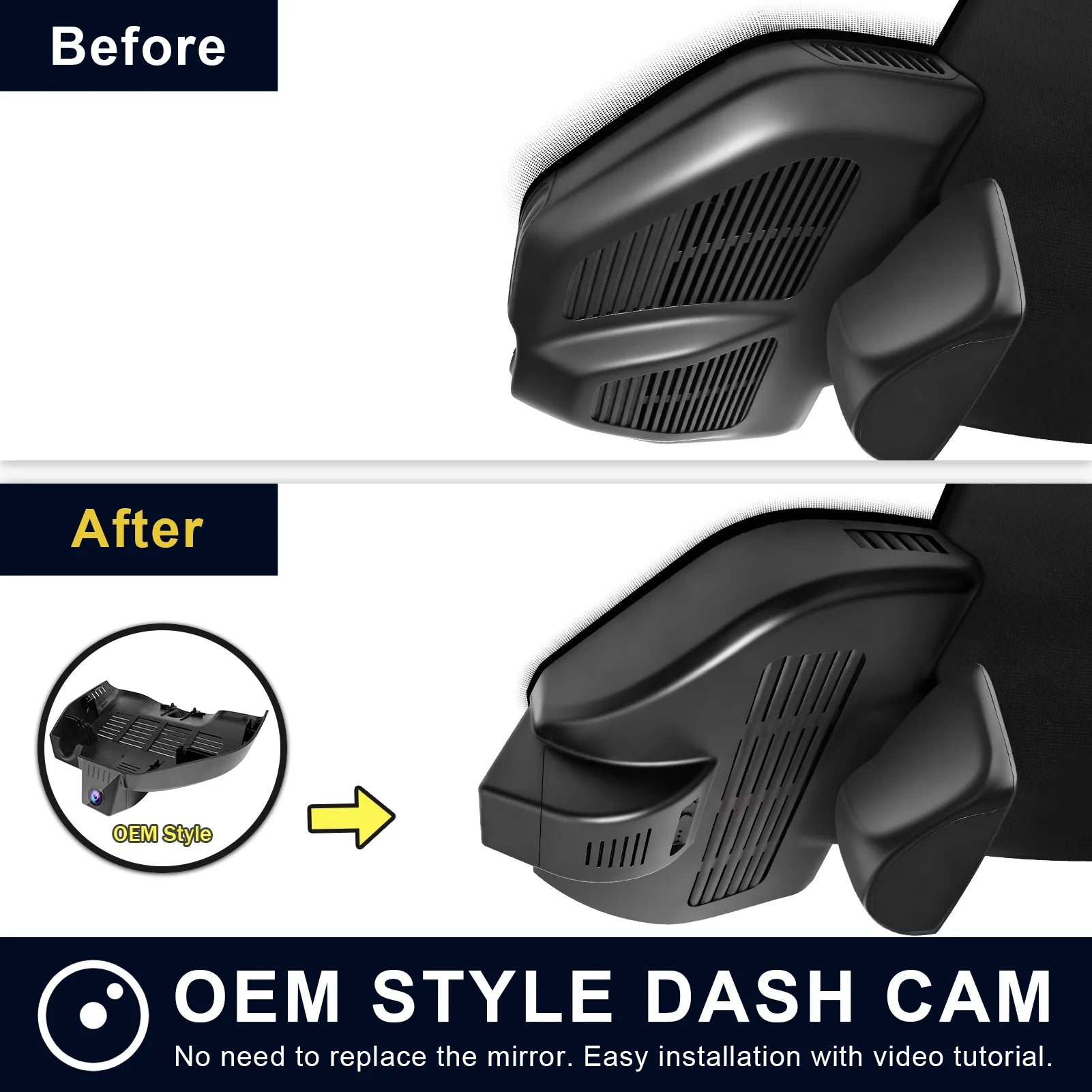 Mangoal Front 4K HDR Dash Cam STARVIS 2 for Mercedes-Benz GLC Gen1 X253/C253 2016-2020(Model E Black)