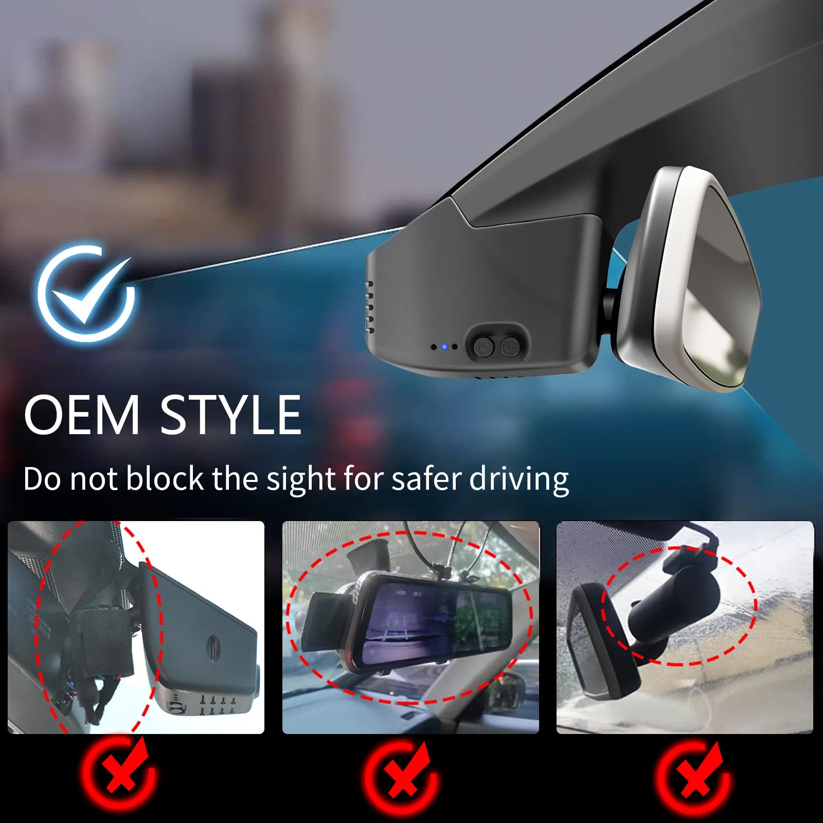 Mangoal Front 4K & Rear 2K HDR Dash Cam, Dual STARVIS 2,  for Volkswagen up! & E-up! 2017-2024 (Model B Black)