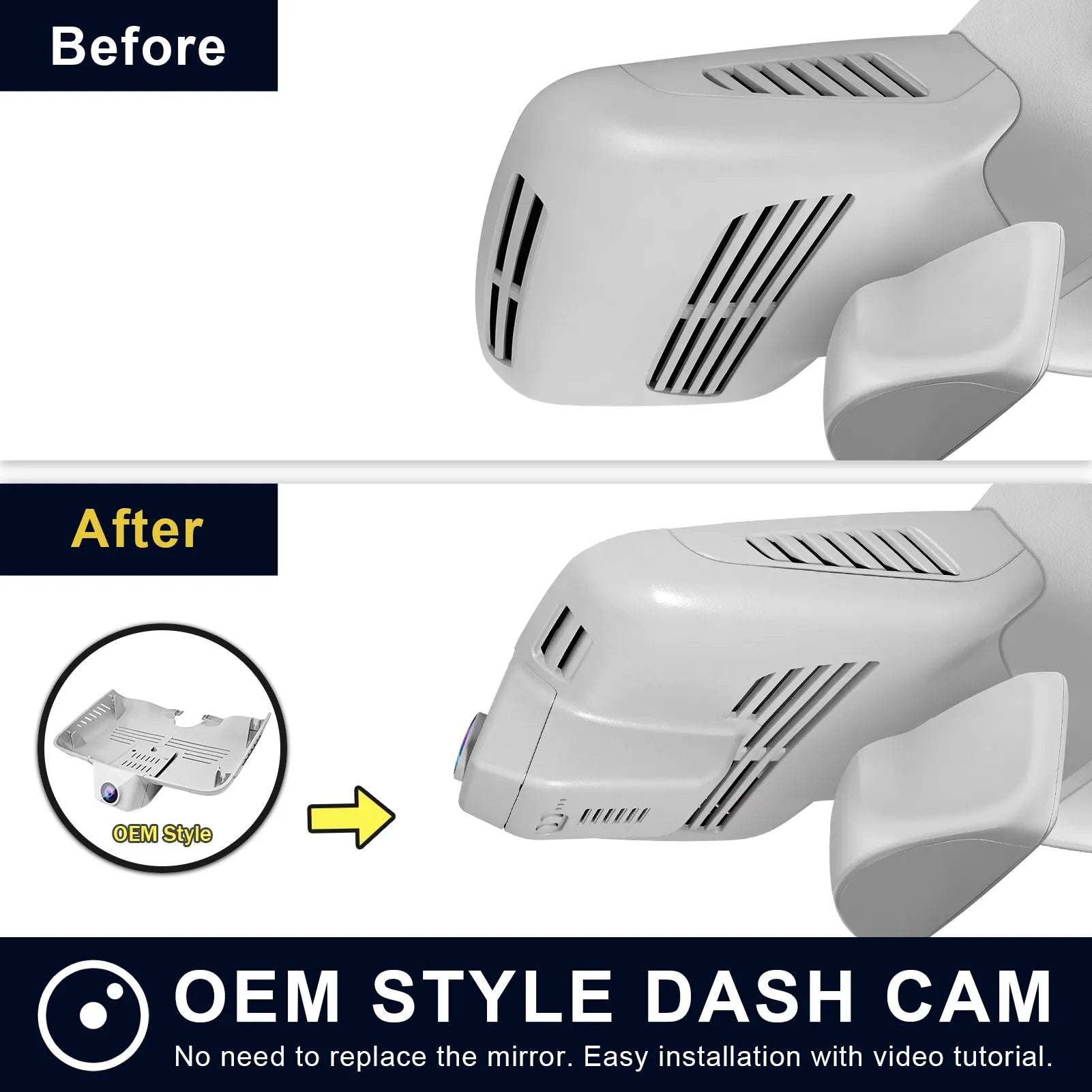 Mangoal Front 4K & Rear 2K HDR Dash Cam, Dual STARVIS 2, for Mercedes-Benz GLC Gen1 X253/C253 2016-2020(Model B Gray)