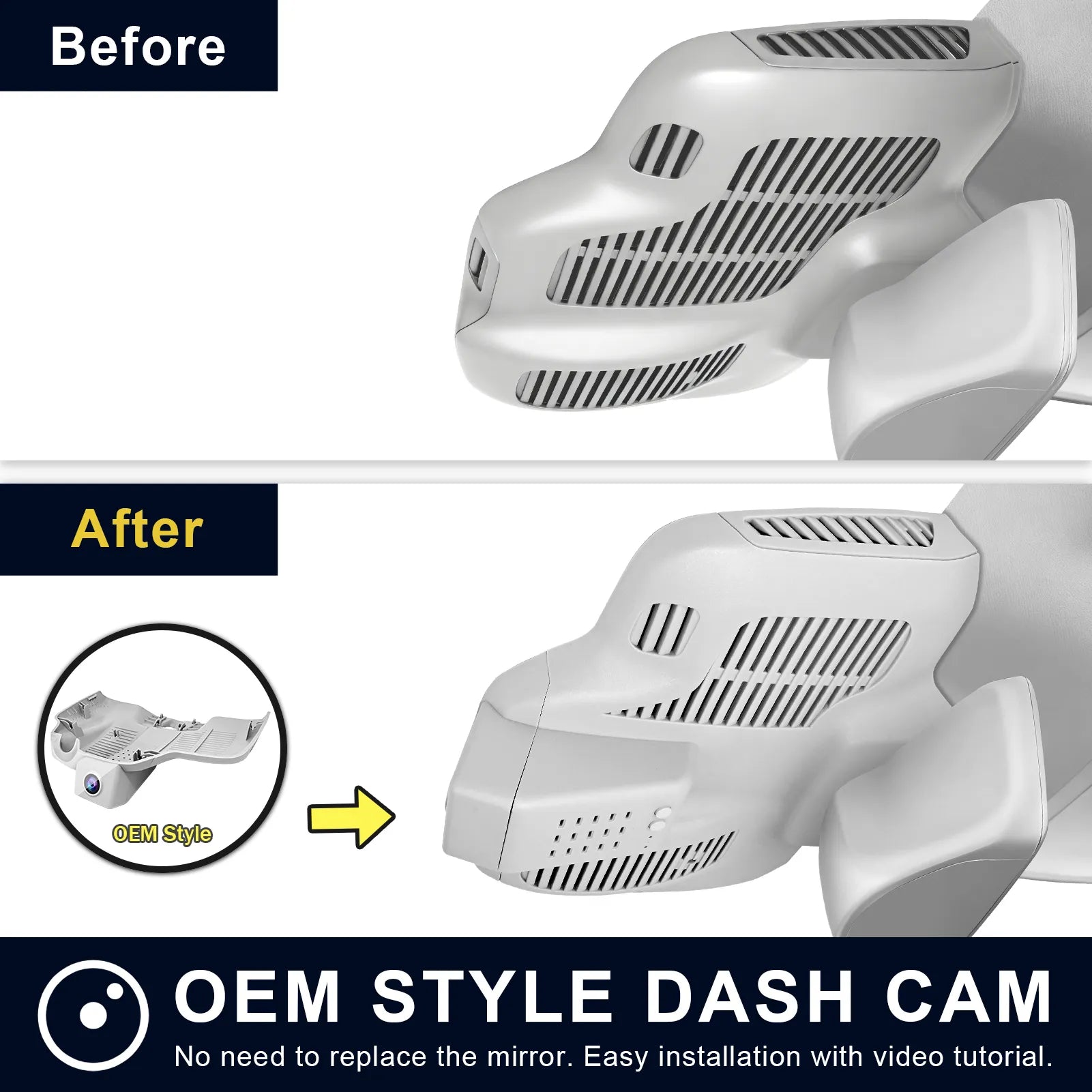 Mangoal Front 4K HDR Dash Cam STARVIS 2 for Mercedes-Benz W213 Gen5 E-Class 2017-2023 & E53 E63 AMG 2018-2024(Model C Gray)