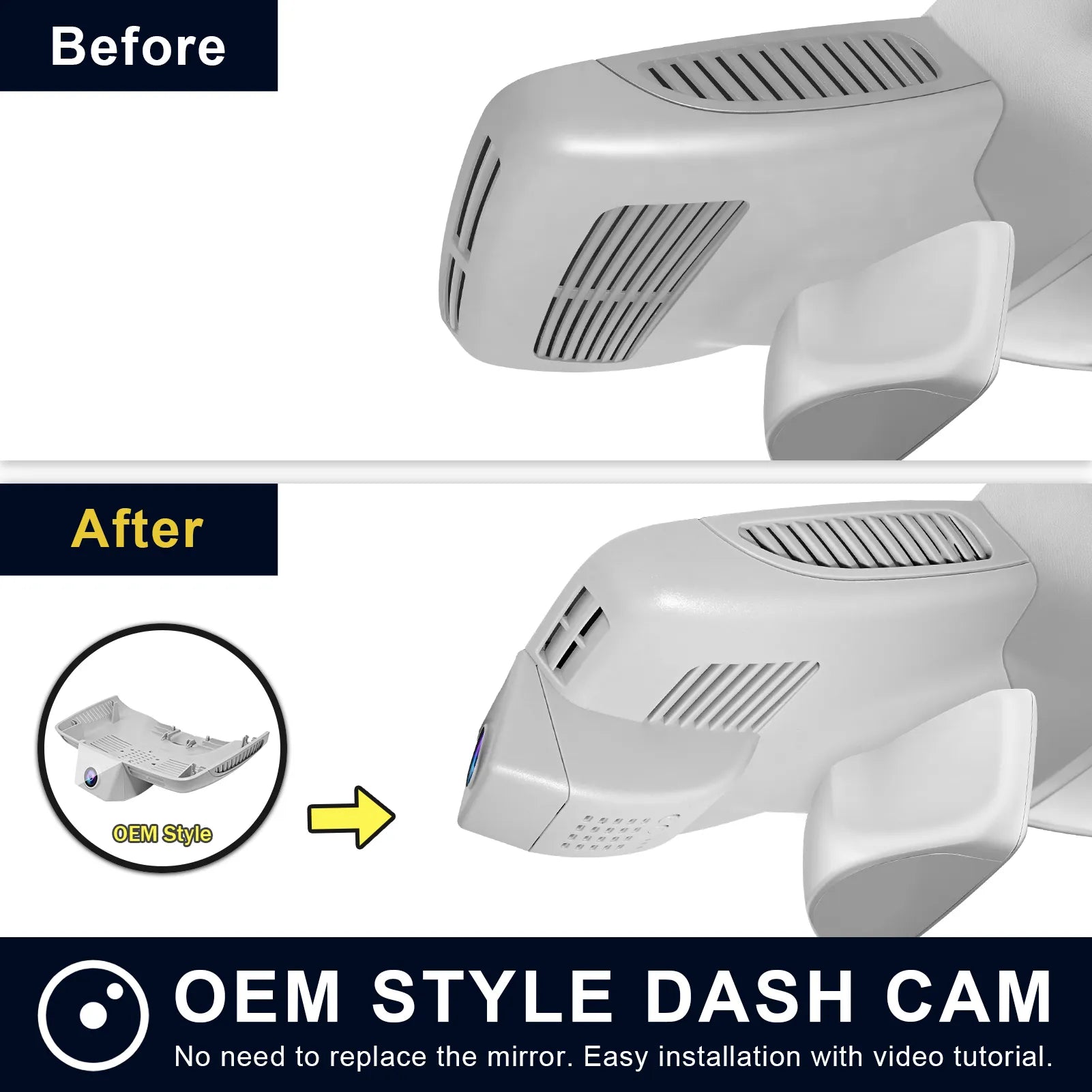 Mangoal Front 4K HDR Dash Cam STARVIS 2 for Mercedes-Benz W213 Gen5 E-Class 2017-2023 & E53 E63 AMG 2018-2024(Model B Gray)