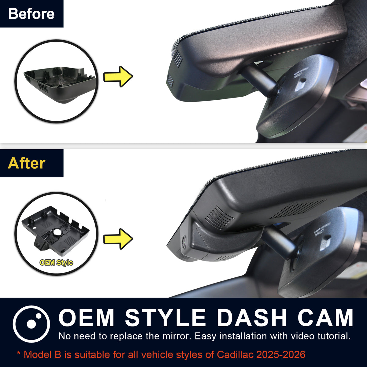 MANGOAL 4K STARVIS 2 Dash Cam (GPS Included) for Cadillac CT5/CT5 V 2025-2026 (Model B)