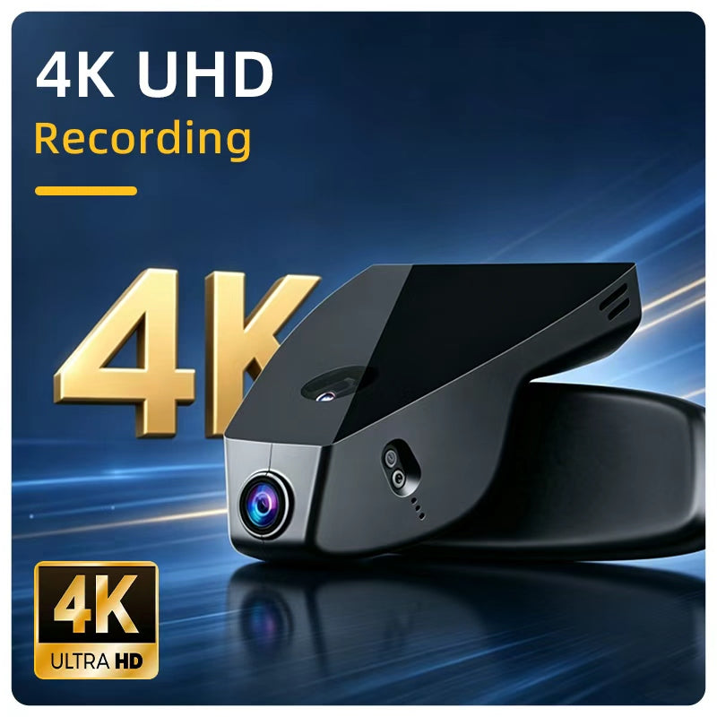4K UHD dash cam recording clear license plate details during daytime driving