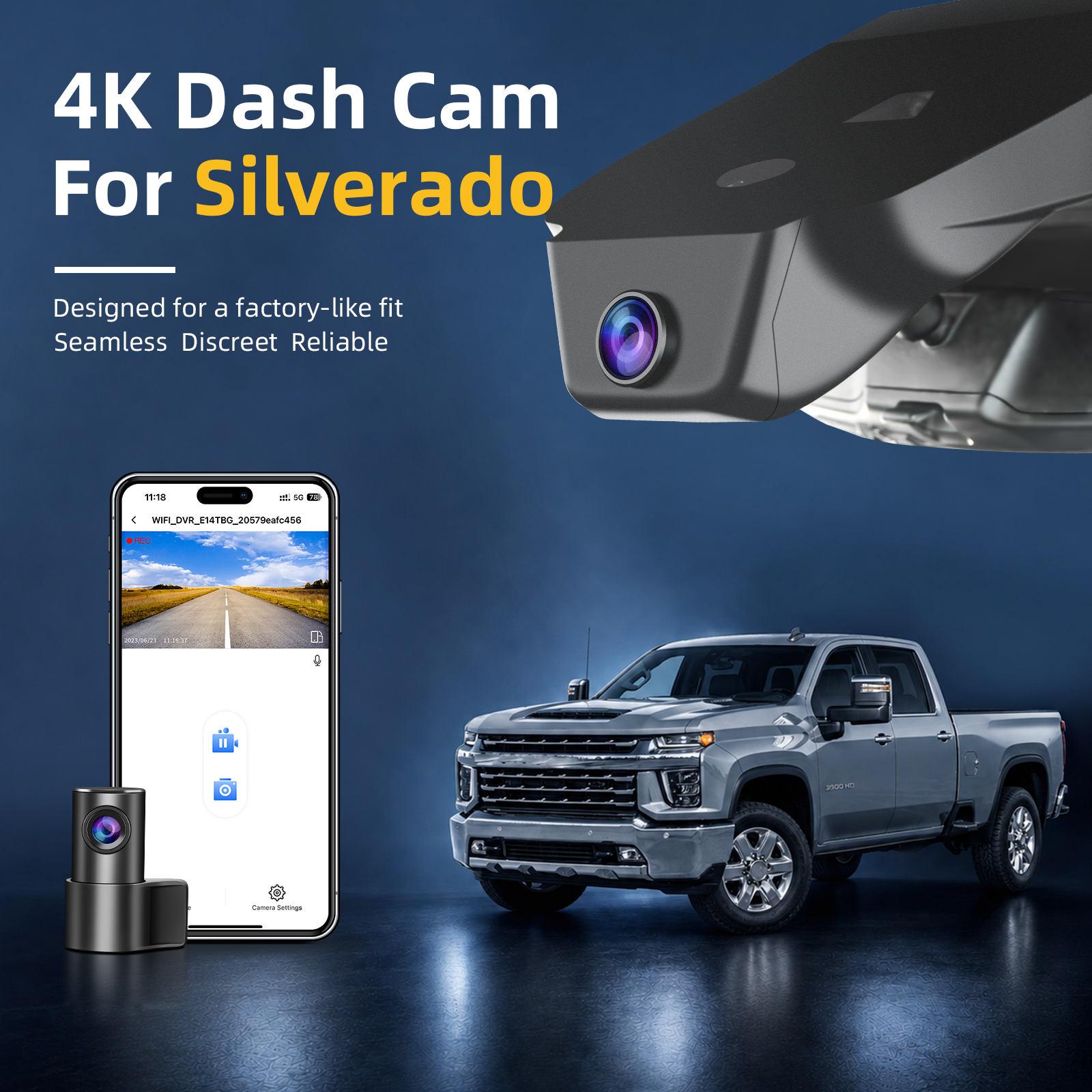 Test1-Mangoal Front 4K HDR Dash Cam STARVIS 2 for Silverado ix1 2008-2012